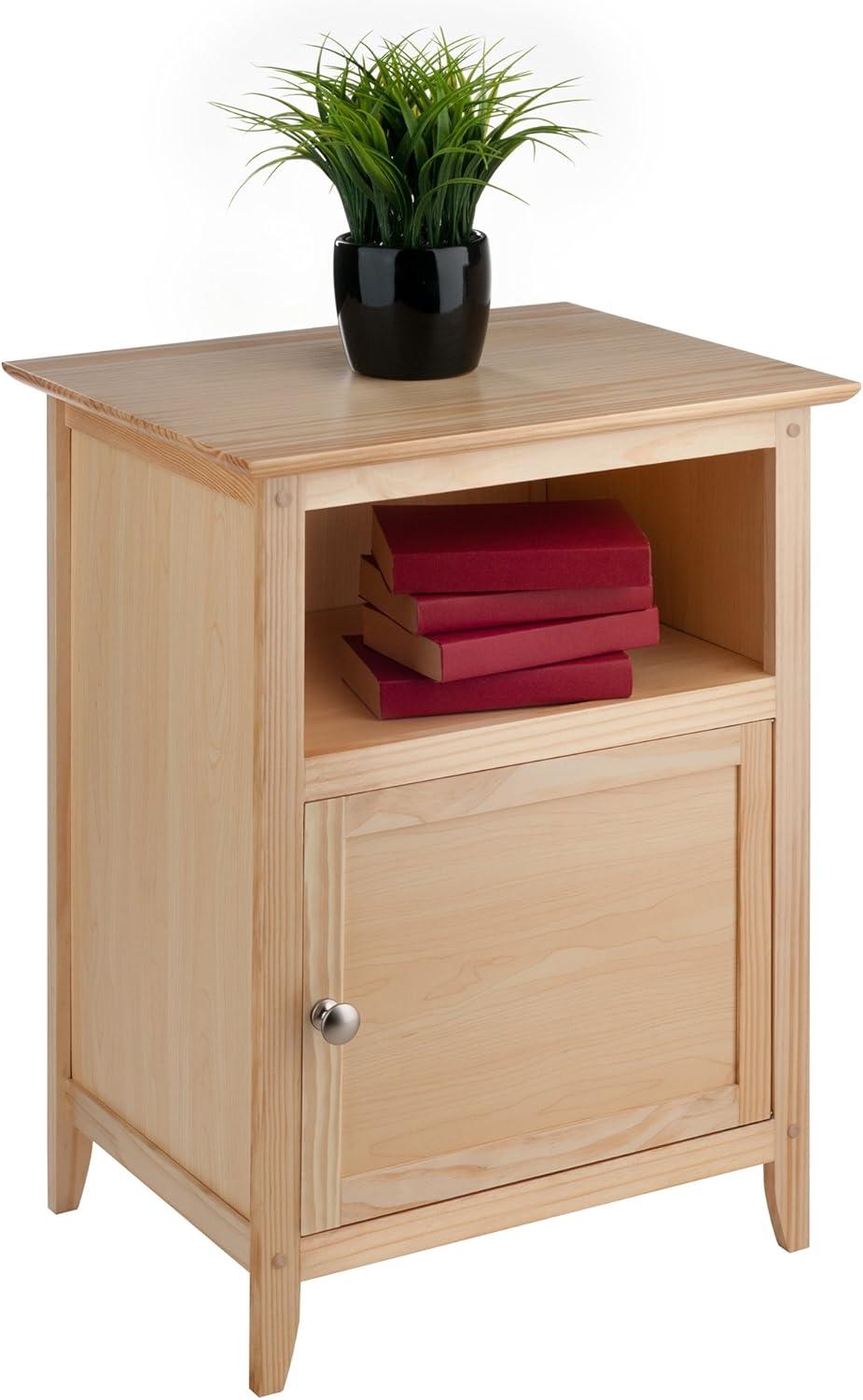 Winsome Henry Nightstand Natural: Bedside Table with Cabinet Door, Wood Veneer, MDF Frame, Assembly Tools Provided