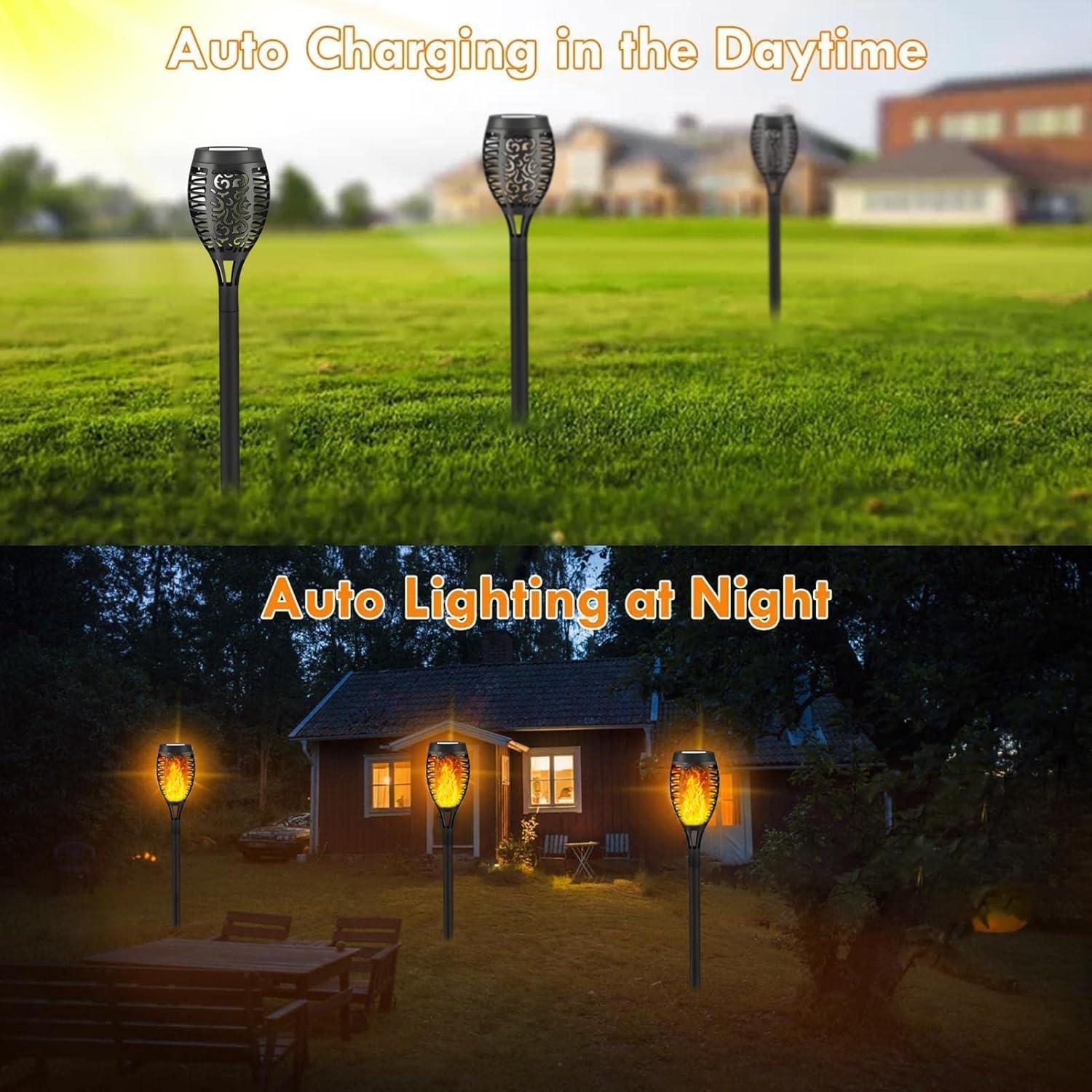 Solar Lights for Outdoor Torch Path Decor Landscape Lighting, Flickering Flame Waterproof 8 Pack