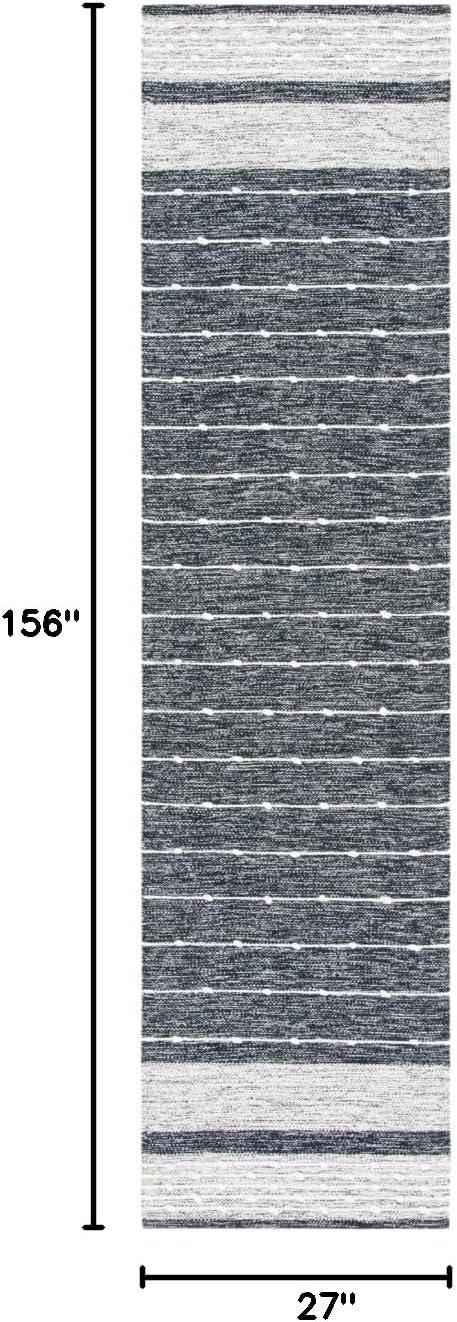 Striped Kilim STK509 Hand Woven Runner Rug - Black/Ivory - 2'3"x13' - Safavieh.