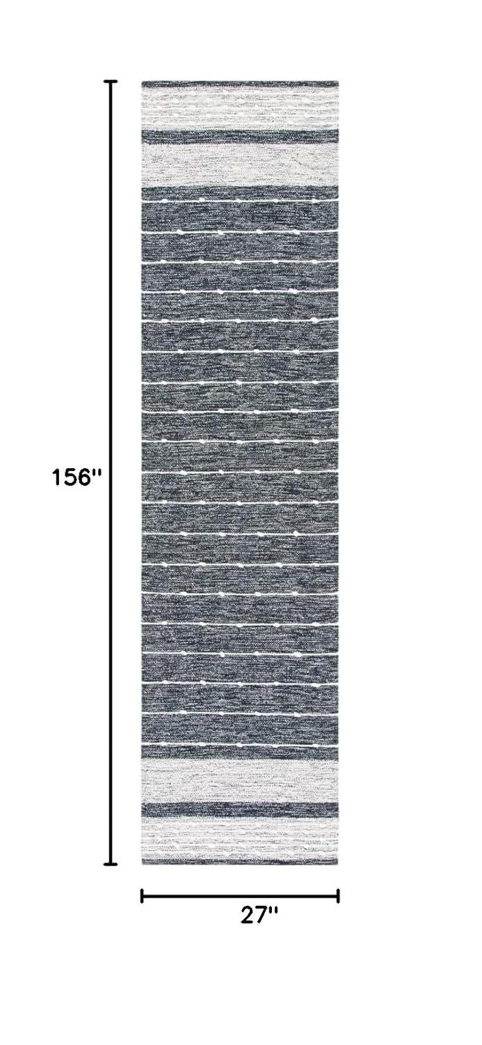 Striped Kilim STK509 Hand Woven Runner Rug - Black/Ivory - 2'3"x13' - Safavieh.
