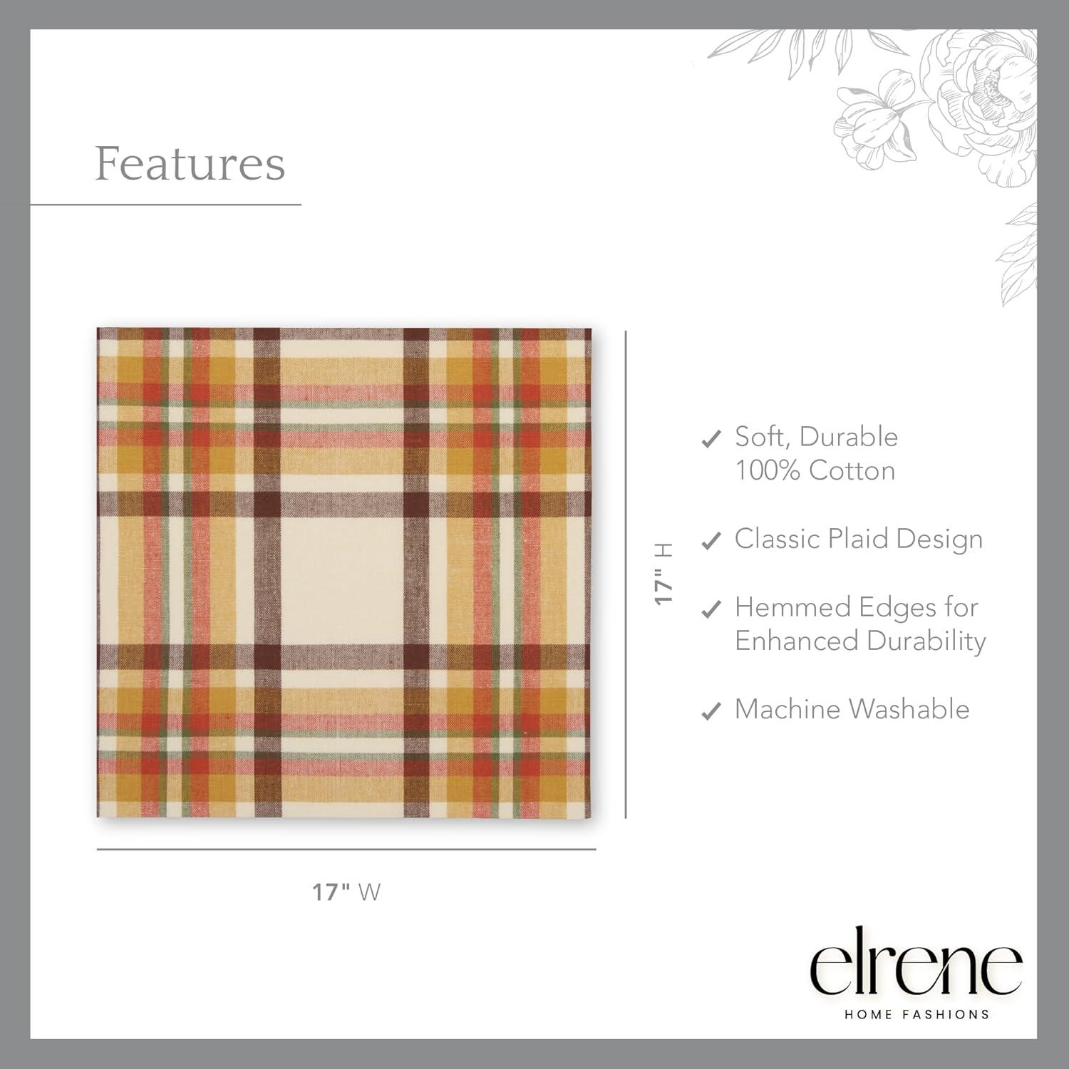 Russet Harvest Plaid Cotton Thanksgiving Napkins, Set of 8