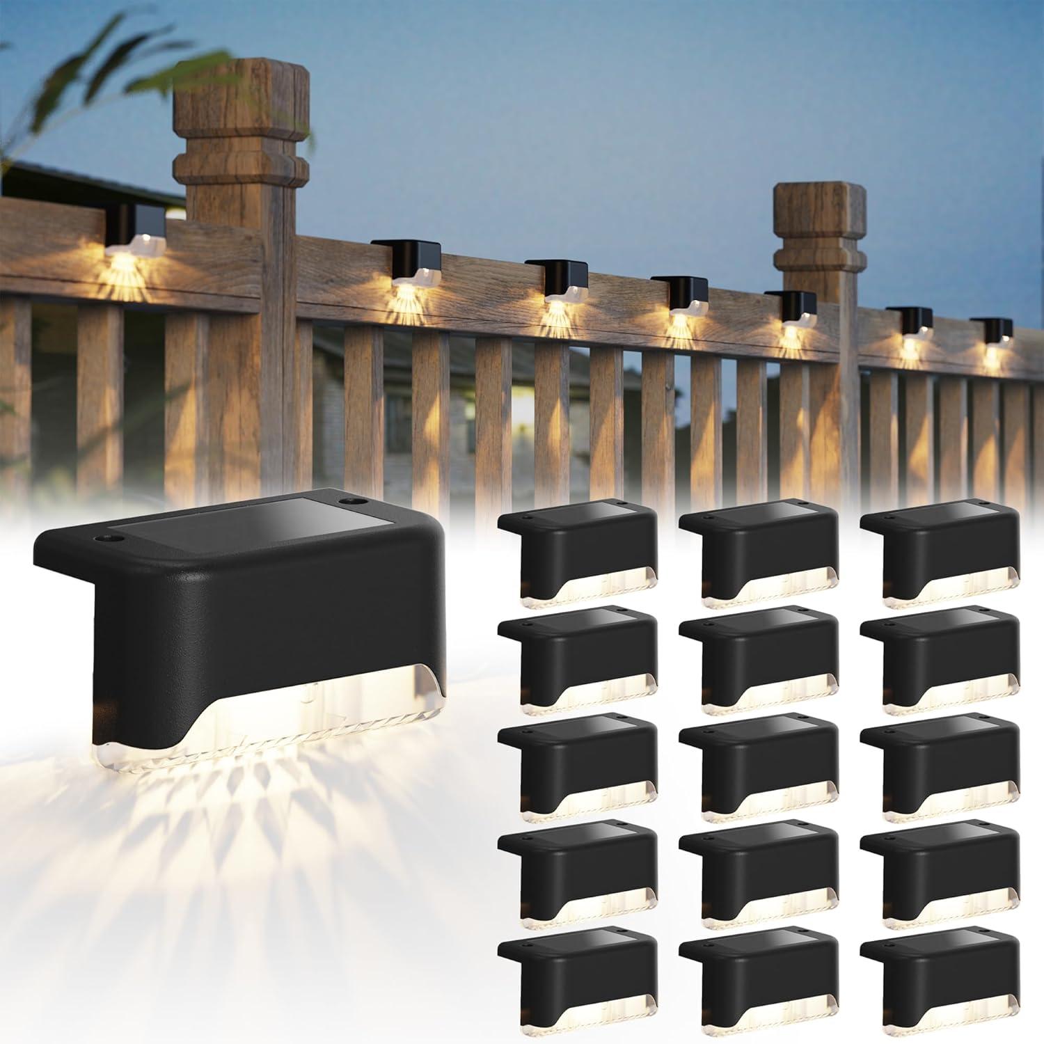 Black Solar Powered LED Deck and Fence Lights Multipack