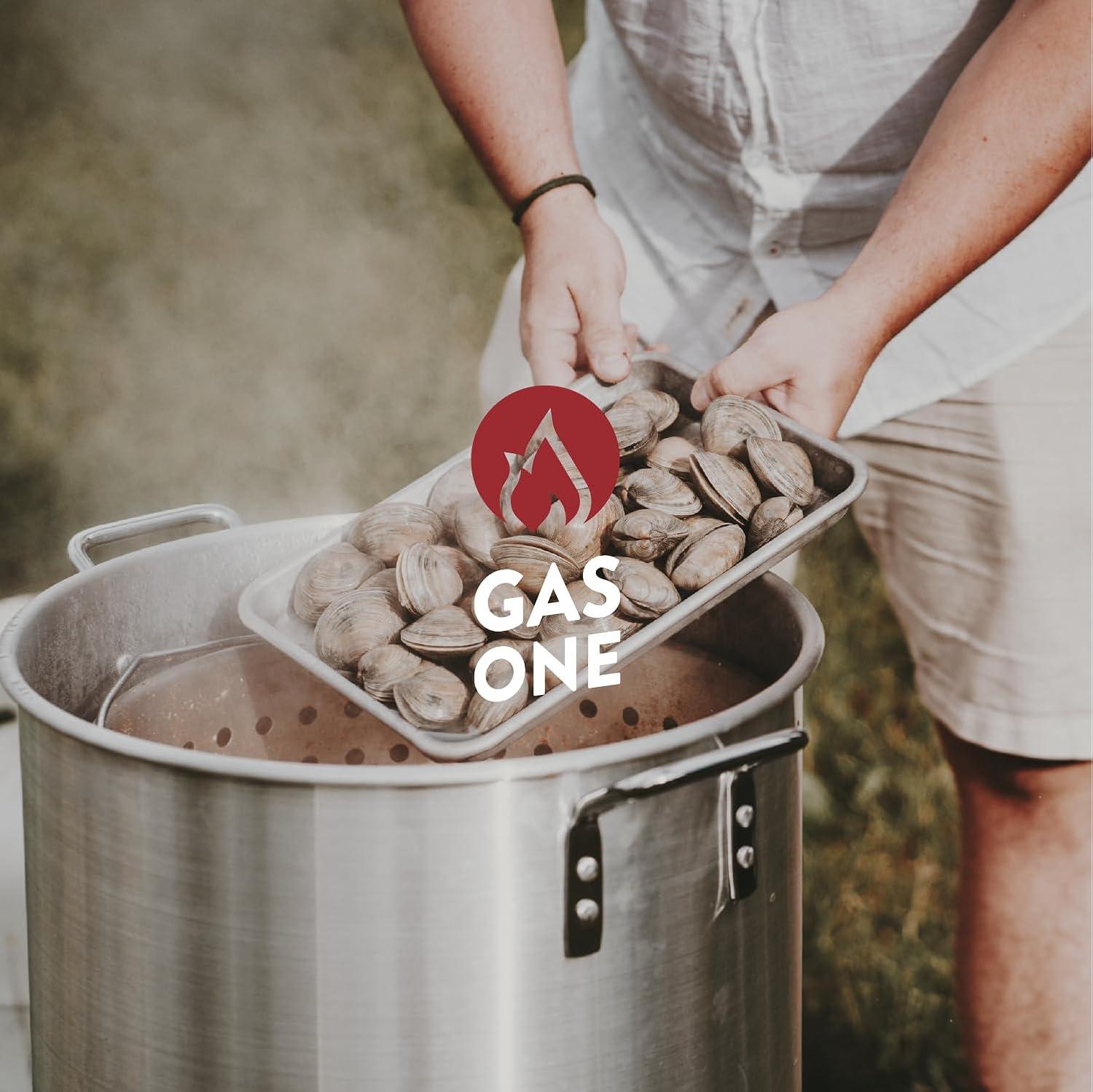 Gas One Seafood Boil Kit with Propane Burner, Propane Regulator, 60Qt Pot with Basket – Heavy Duty Construction Seafood Boil Pot for Outdoor Cooking – Easy to Clean and Durable Crab Boil Pot