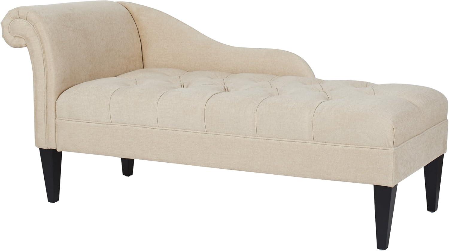 Harrison Tufted Roll Arm Chaise Lounge, Beige