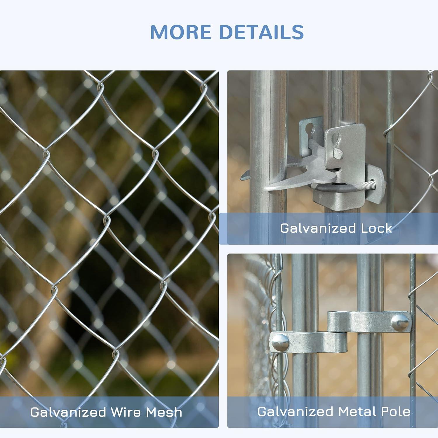 PawHut Galvanized Steel Dog Fence w/ Lockable Doors for Backyard and Patio