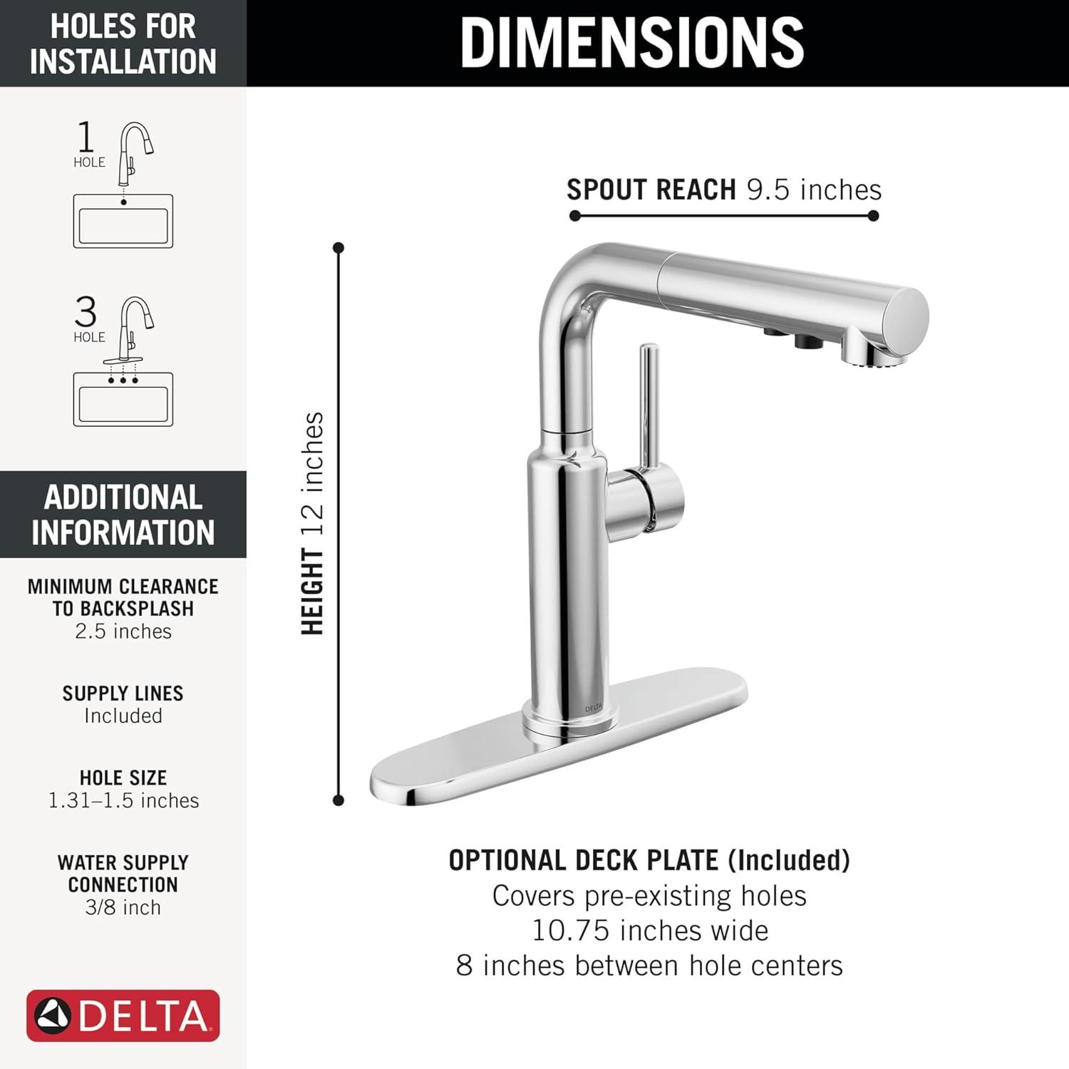 Daneri Pull-Out Sprayer Kitchen Faucet, Single Handle Kitchen Sink Faucet