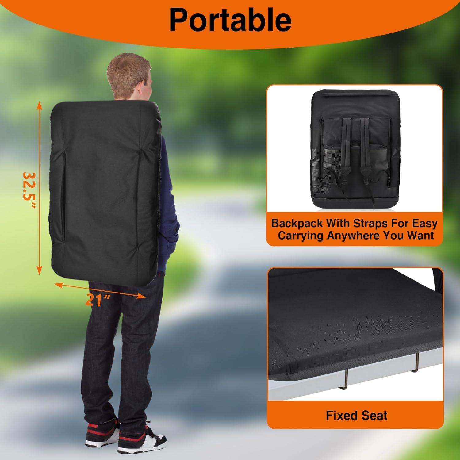 PNKKODW 21" 2PCS Foldable Heated Stadium Seats for Bleachers w/ Back Support, Extra Portable Bleacher Seat, USB 3 Levels of Heat, 5 Pockets for Outdoor Camping Games Sports(No Battery)