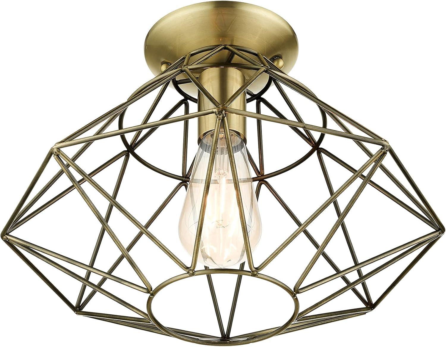 Livex Lighting Geometric 1 - Light Flush Mount in  Antique Brass