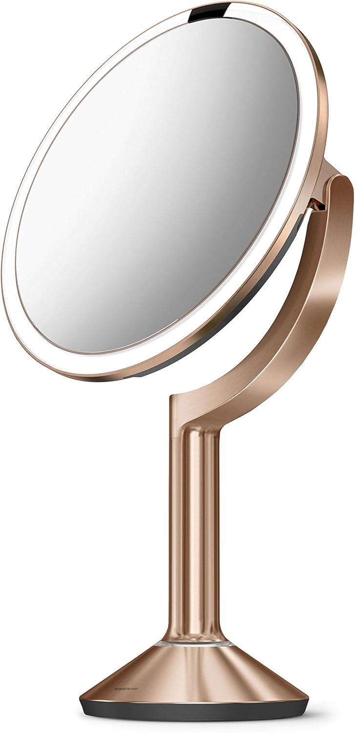 Rose Gold Stainless Steel Touch-Control Magnifying Makeup Mirror