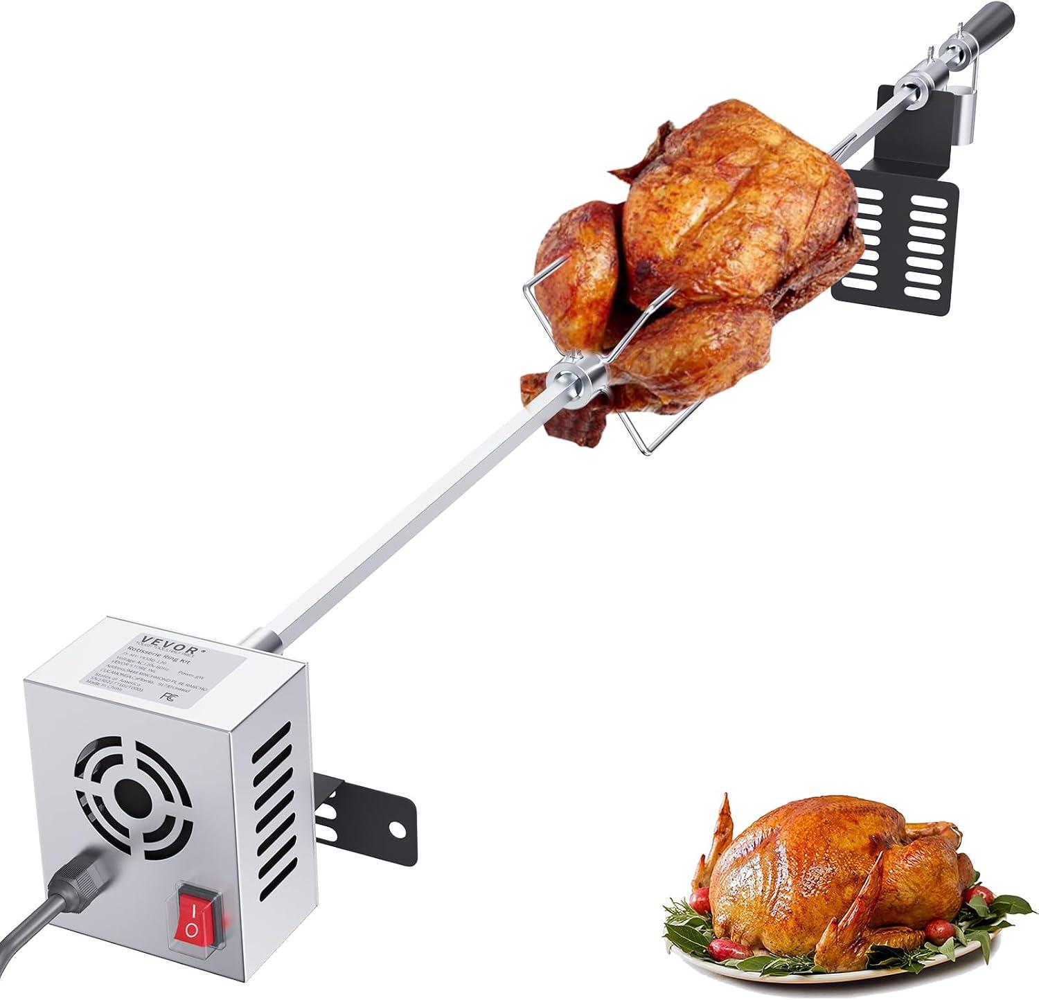 Stainless Steel Universal Rotisserie Kit with Electric Motor