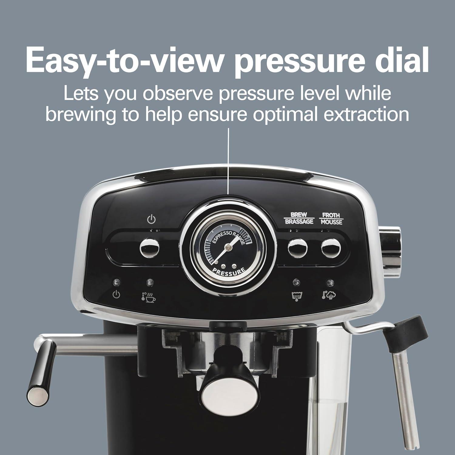 Hamilton Beach Hamilton Beach Slide & Lock Espresso Maker 15 Bar Pump Black With Chrome Accents