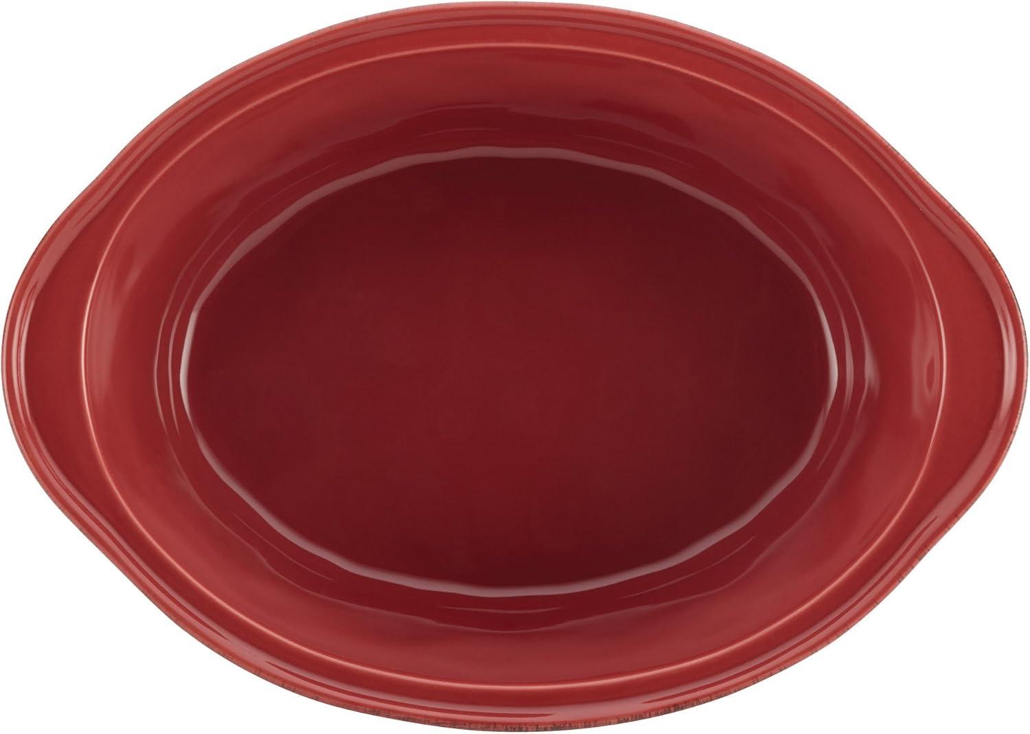 Rachael Ray Cucina Stoneware 2-Quart Oval Baker, Pumpkin Orange