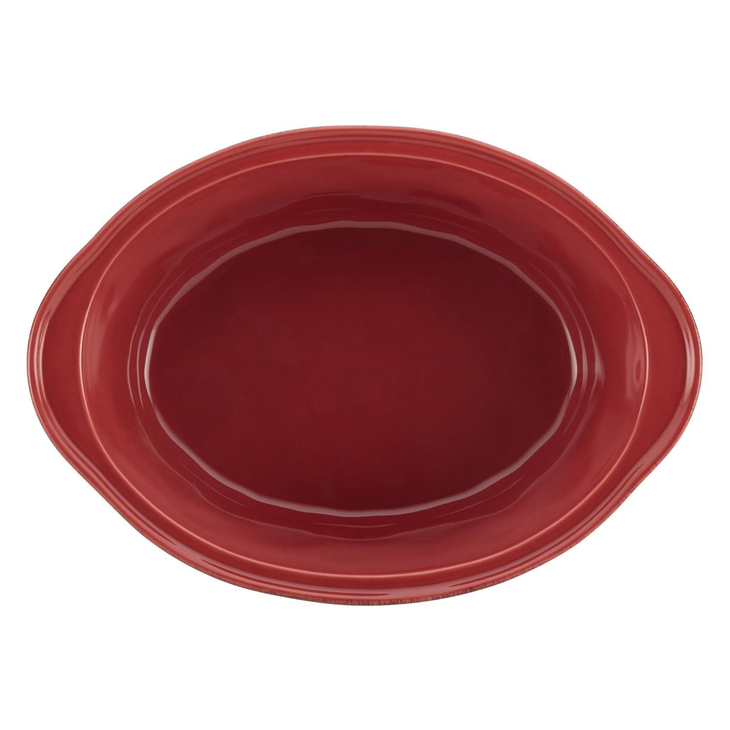 Rachael Ray Cucina Stoneware 2-Quart Oval Baker, Pumpkin Orange