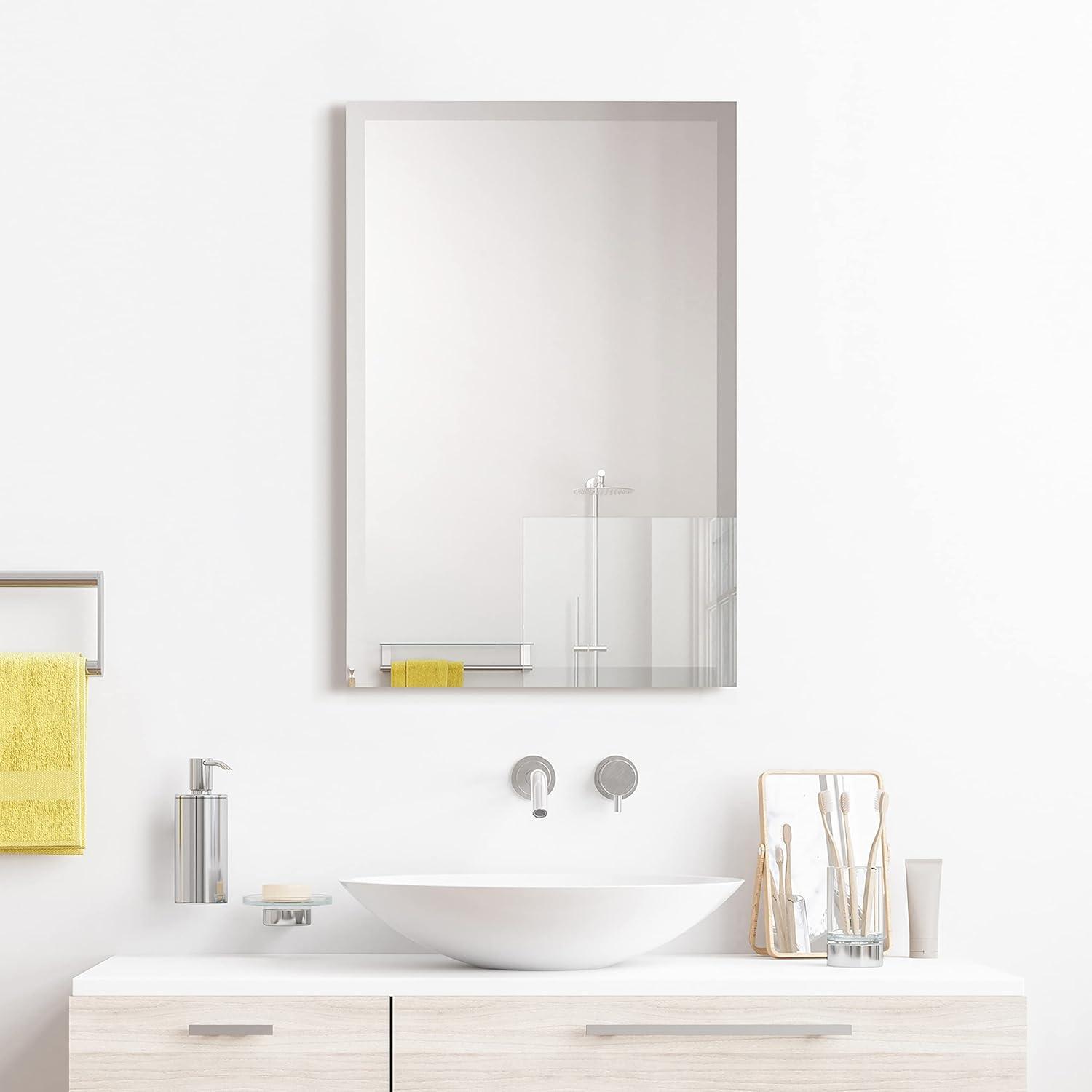 Empire Art Direct Contempo Stainless Steel Gold Wall Mirror Plished Silver 20" x 30" Silver