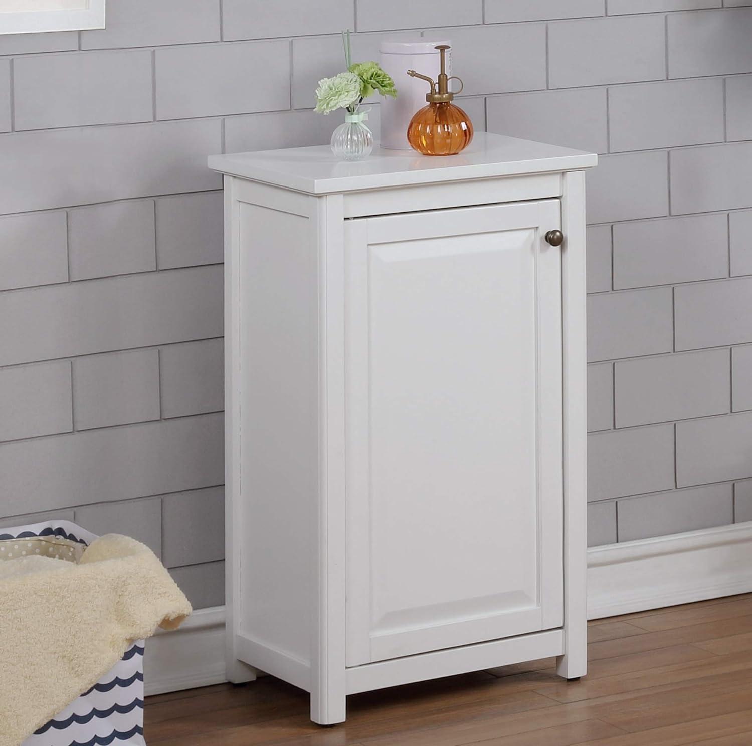 Adjustable White Wood Storage Tower with Doors