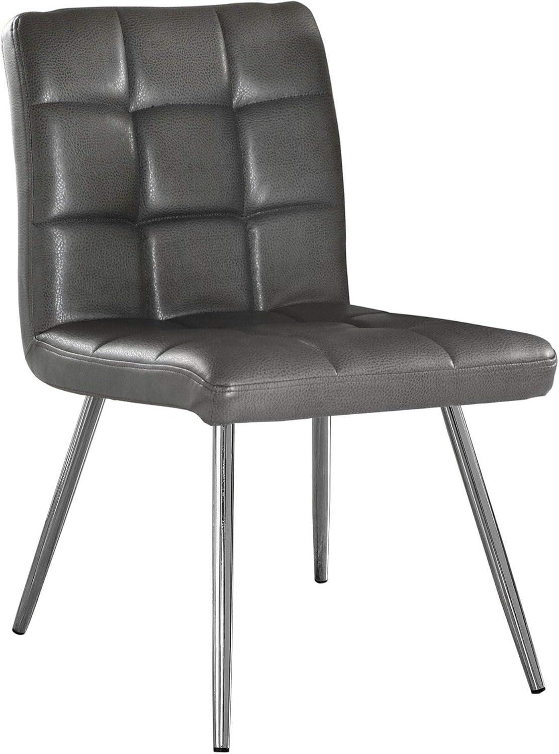 Contemporary Grey Faux Leather and Metal Side Dining Chair