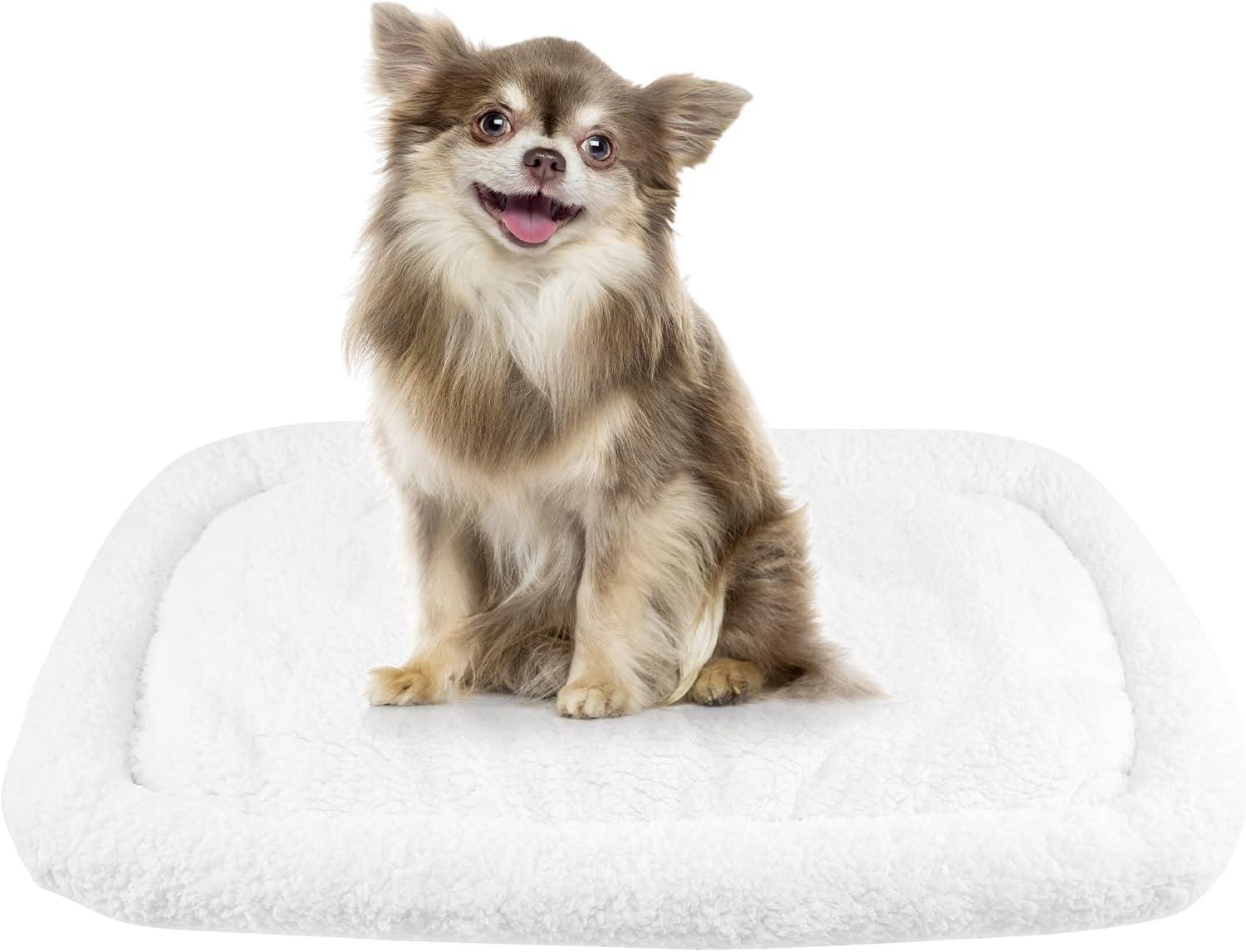 White Self-Warming Polyester Pet Bed for Small Dogs