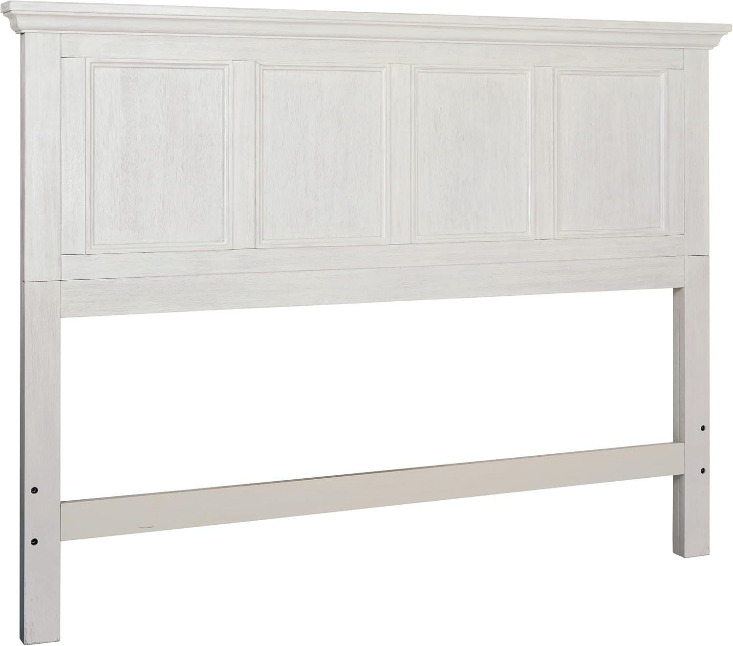 Farmhouse Basics Queen Bed Headboard in Rustic White  Engineered Wood