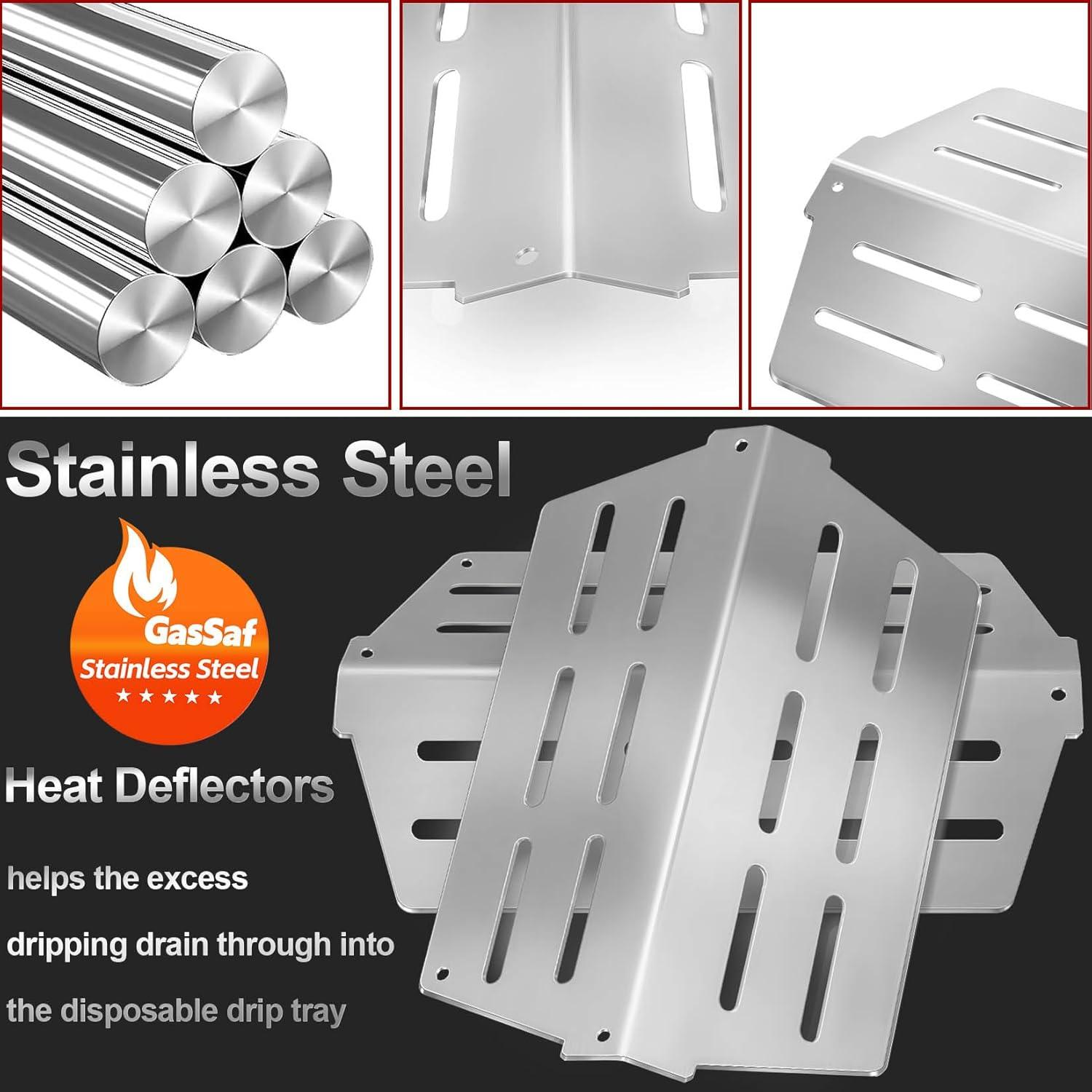 GasSaf 17.5 Grill Flavorizer Bars Heat Deflector for Weber Genesis Parts 310, Flavor Bar for Weber Genesis 300 310 320 330 EP310 EP320 EP330 (Front Knob 2011-Newer) Grill Parts Heat Plates 7620 7622