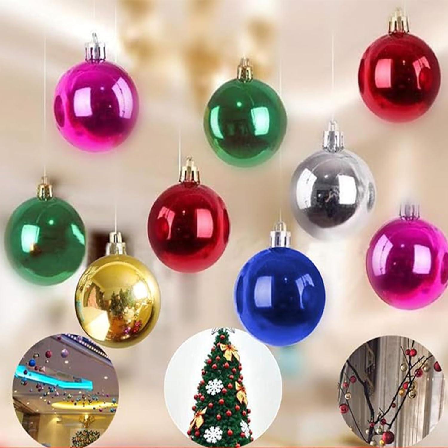 1.2 Inches Colored Christmas Balls Decoration Living Room Garden Ornaments Mini Glitter Ball Door Wall Xmas Tree Decor Supplies 24 Pack Set of 8