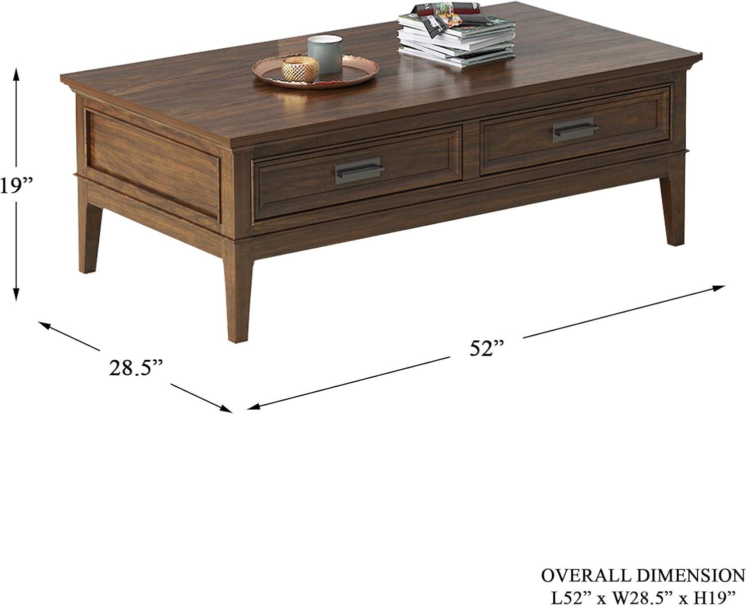 Lexicon Frazier Park Wood 2 Drawer Coffee Table in Brown Cherry