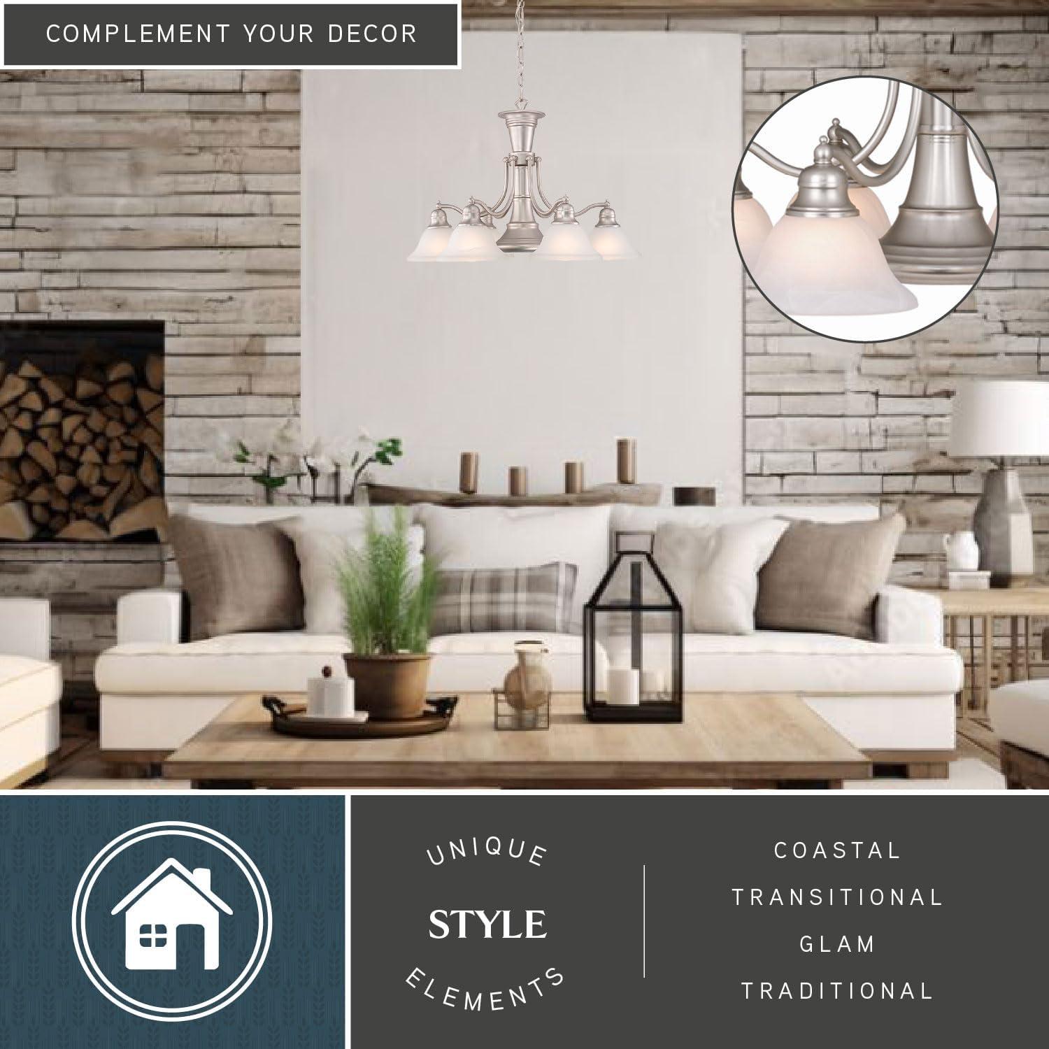 Vaxcel Standford 6 - Light Chandelier in  Brushed Nickel