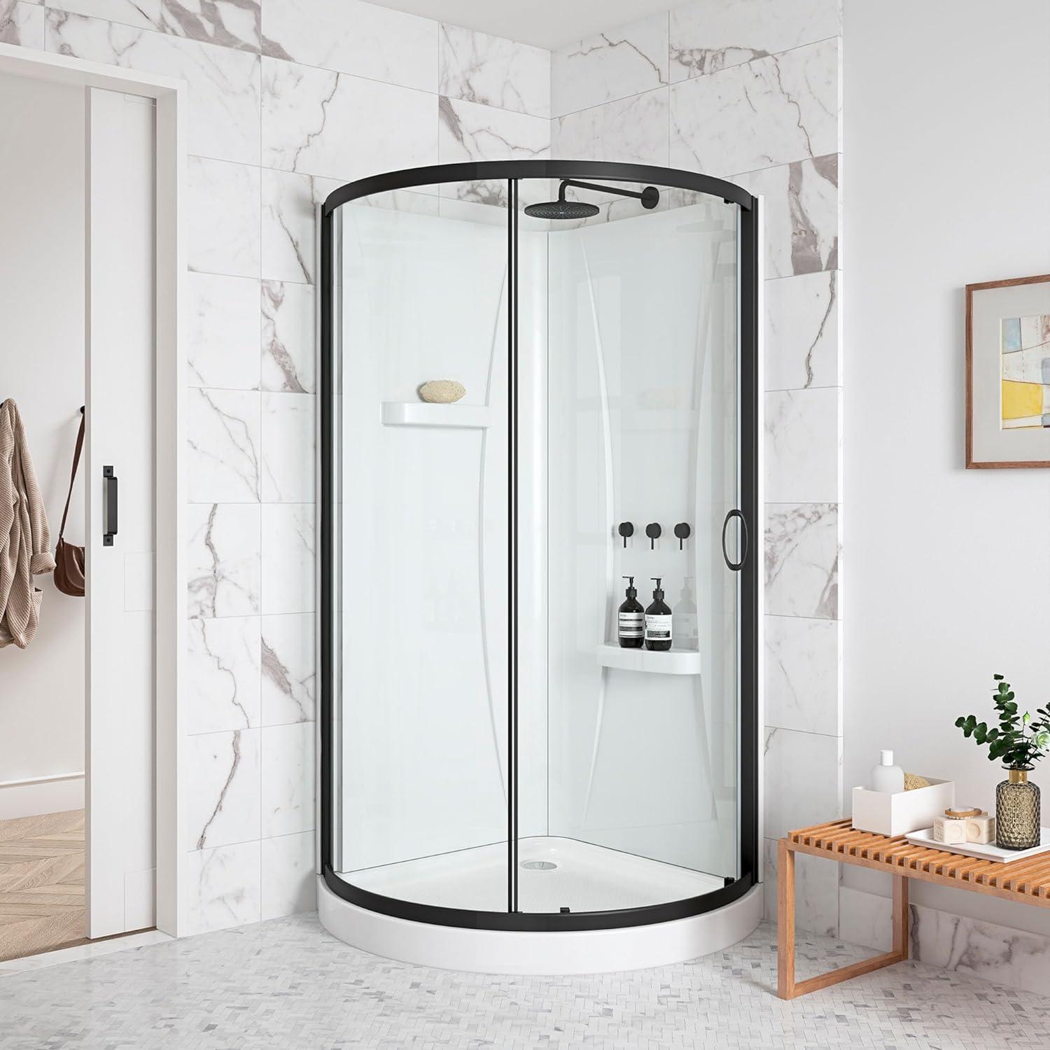 Breeze 34 in. Shower Kit with Clear Glass Panels, Walls and Base included