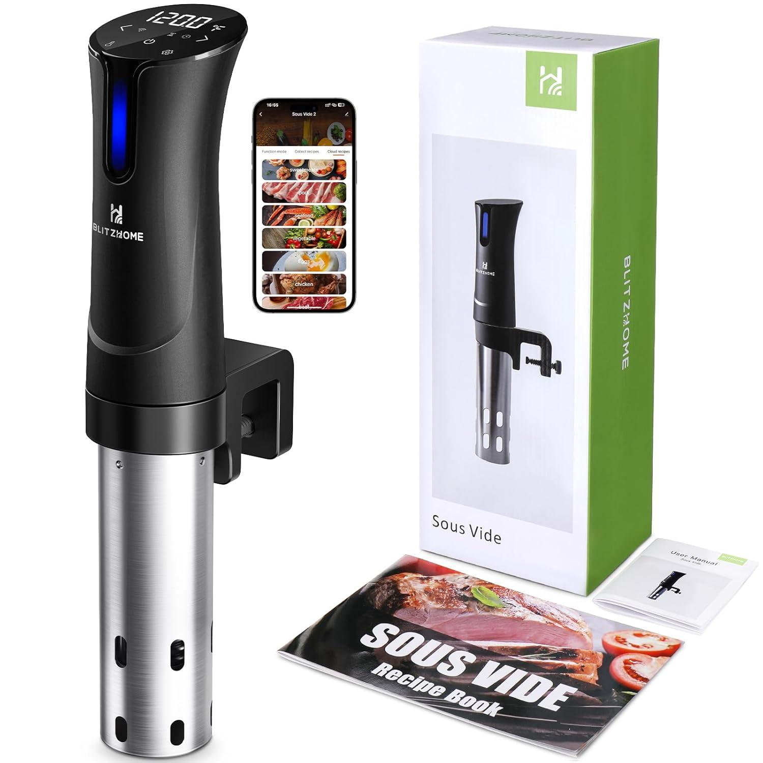 BlitzHome 1100W Sous Vide Cooker with Temperature Setting, Timer, Breath Light Reminder Function