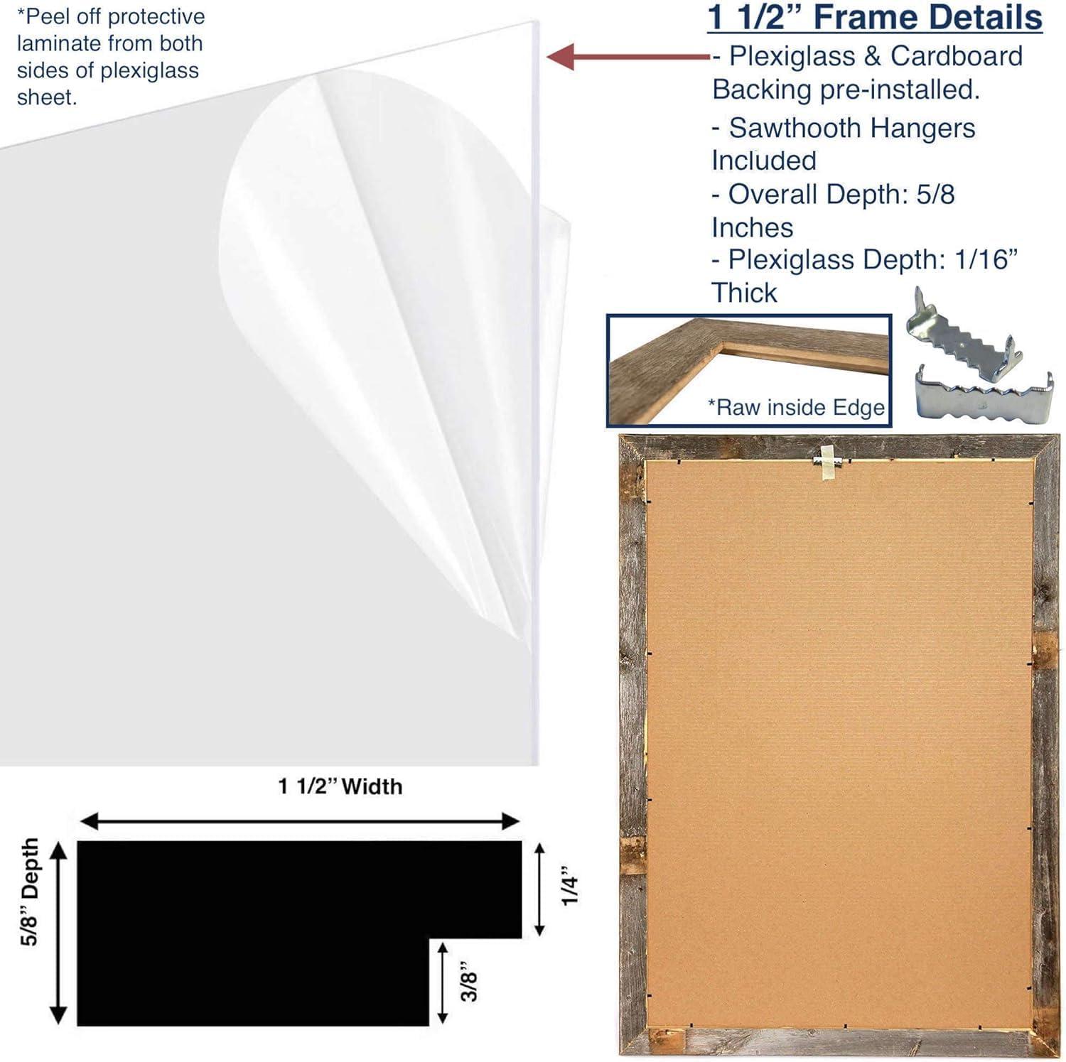 Rustic Farmhouse 11" x 17" Smoky Black Reclaimed Wood Picture Frame (1.50" Molding)