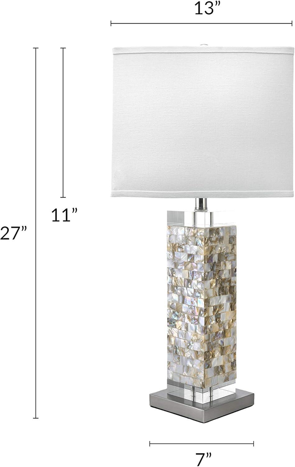 nuLOOM Houston Nickel Mosaic 29" Table Lamp Lighting - Satin Nickel & White 29" H x 13" W x 13" D