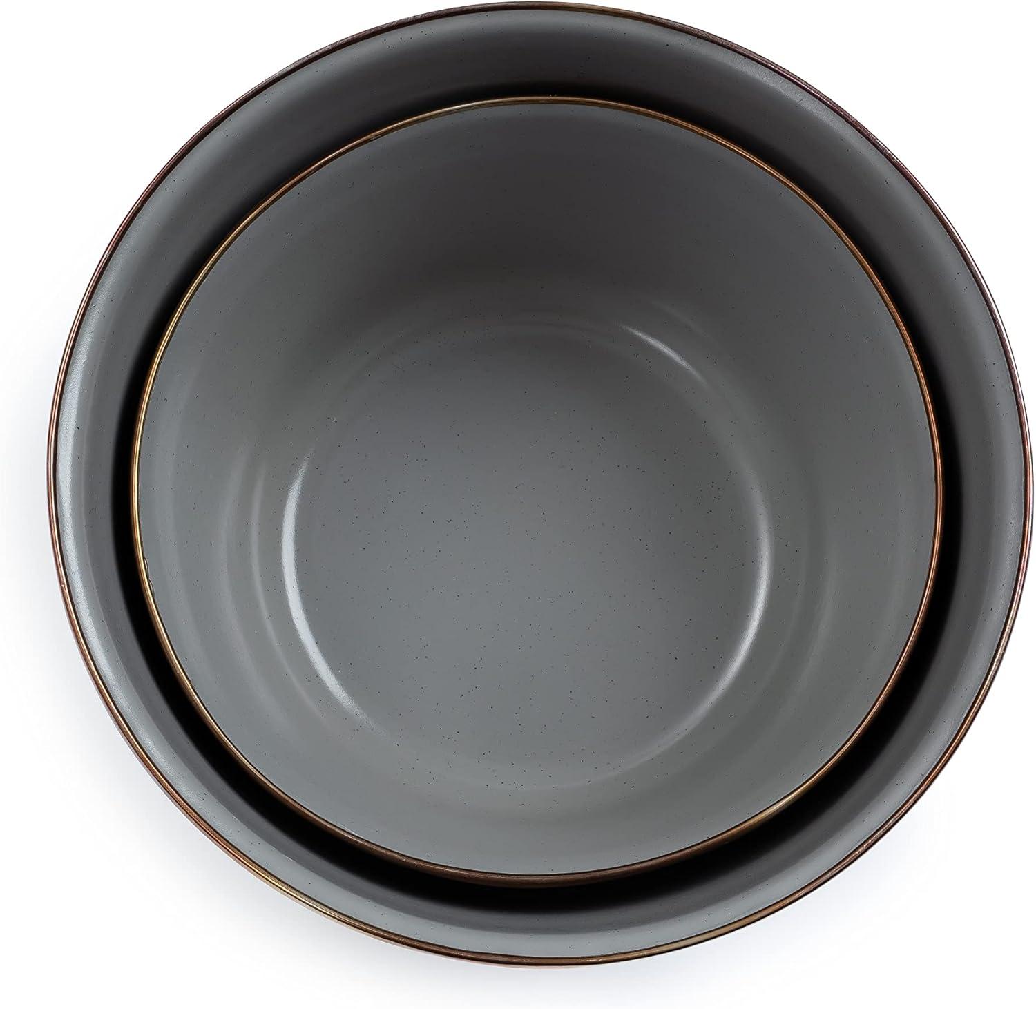 Barebones  Enamel Mixing Bowl Set, Slate Gray