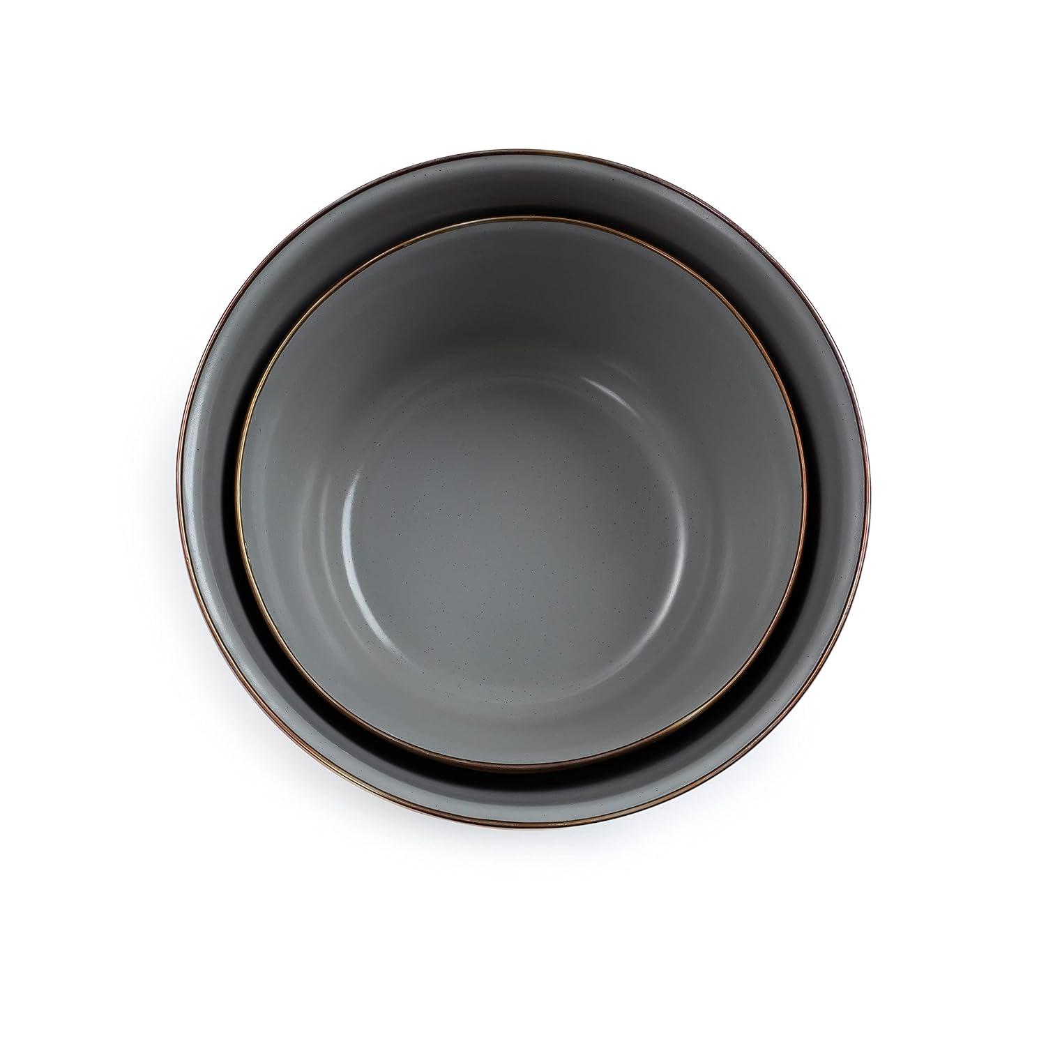 Barebones  Enamel Mixing Bowl Set, Slate Gray