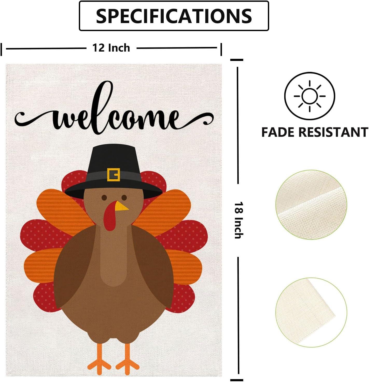 Thanksgiving Garden Flag,Happy Thanksgiving Flags 12 x 18 Inch Thanksgiving House Flag Double-Sided 2 Layer Thanksgiving Turkey House Flag For Thanksgiving Decoration