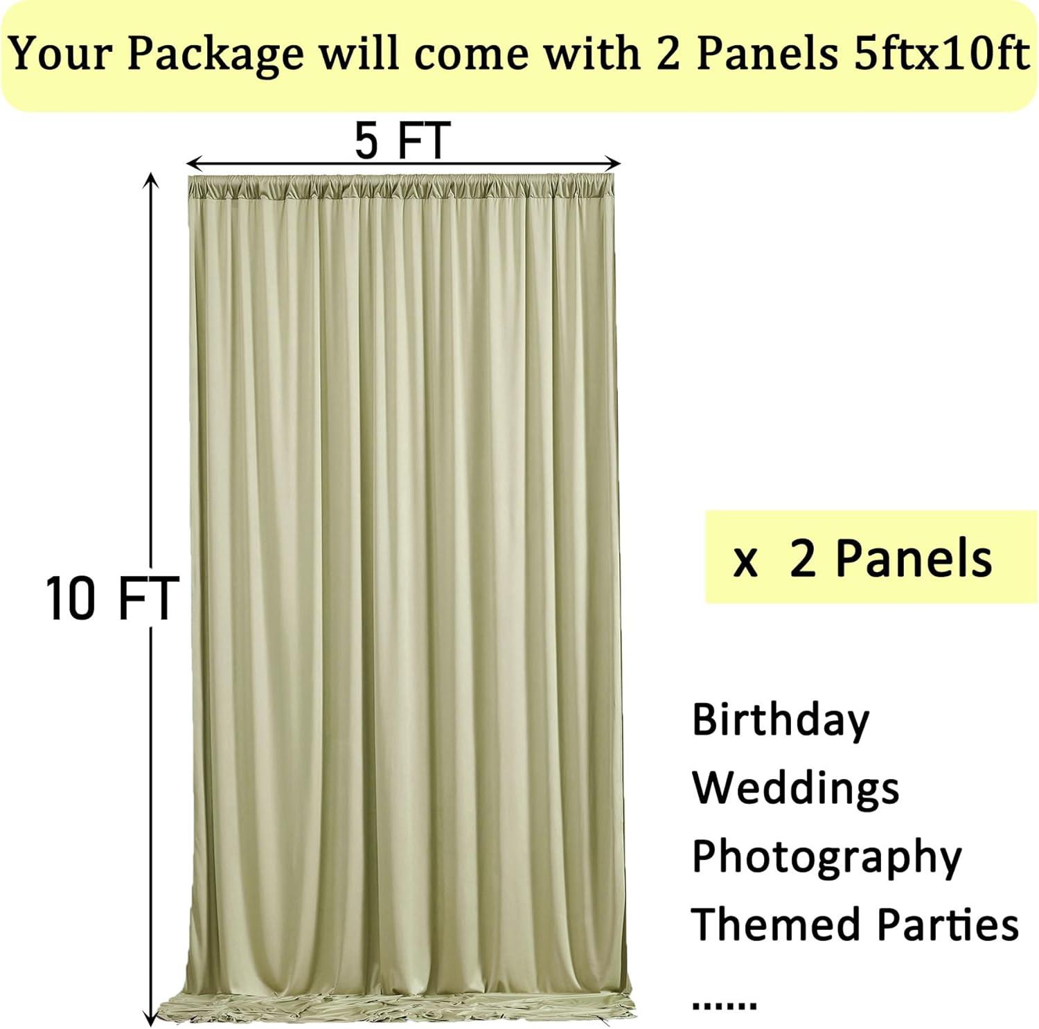 10x8ft Wrinkle Free Sage Green Backdrop Curtains for Parties, Polyester Photo Backdrop Drapes for Wedding Birthday Party Photography Background Curtains Decoration