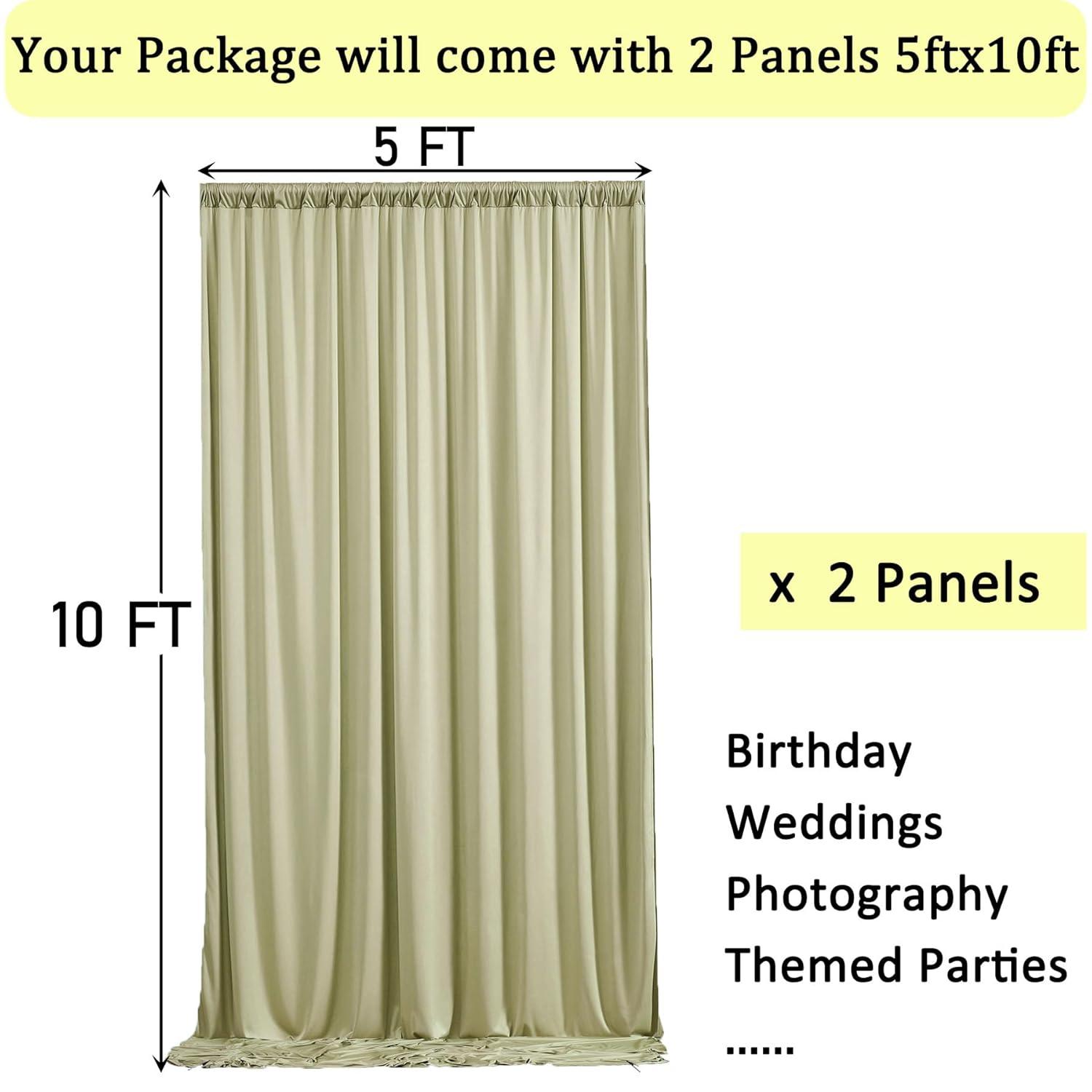 10x8ft Wrinkle Free Sage Green Backdrop Curtains for Parties, Polyester Photo Backdrop Drapes for Wedding Birthday Party Photography Background Curtains Decoration