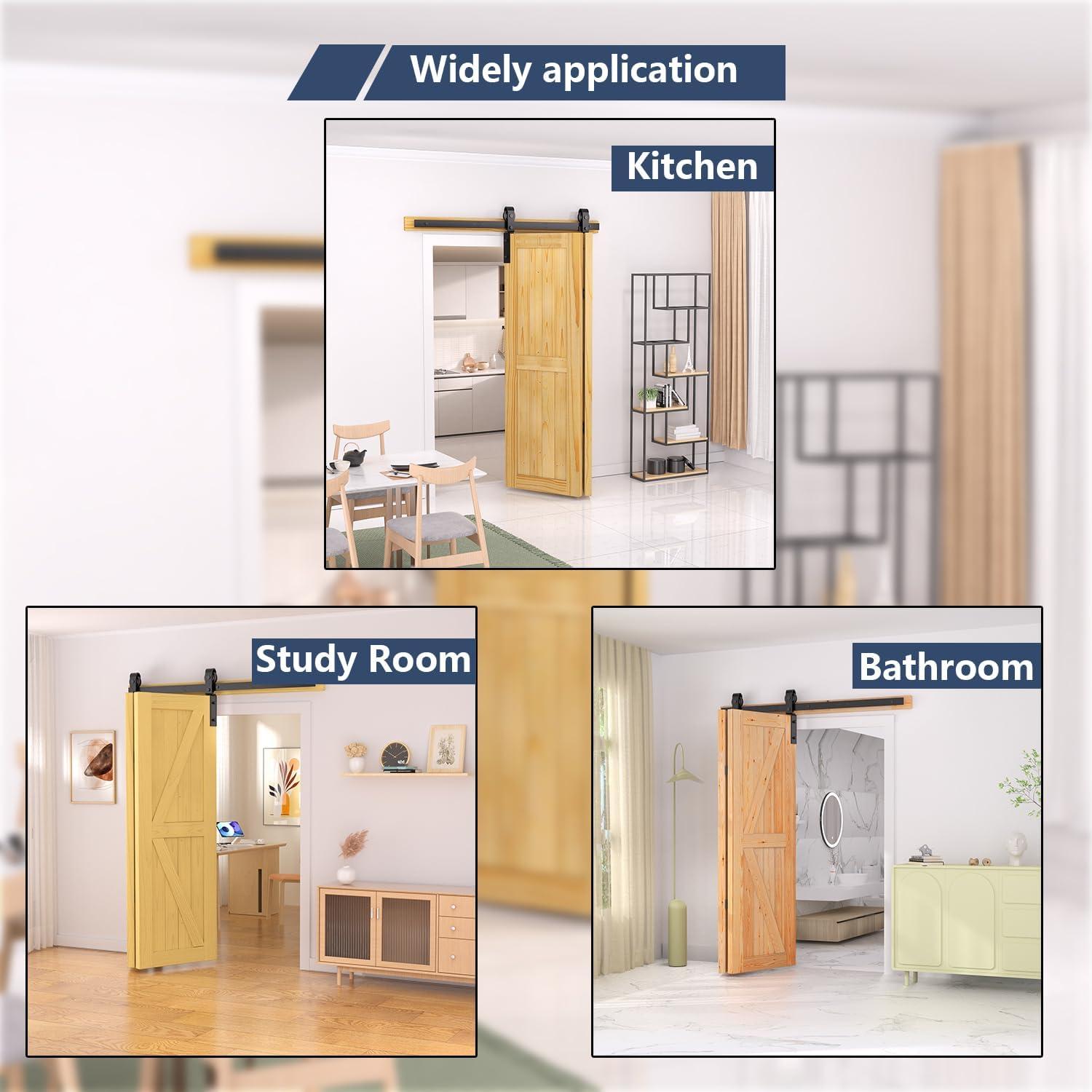 36" Bifold Barn Door Hardware Kit - Space Saving Folding Design, Corrosion-Resistant Black Spraying（bifold-36-2）