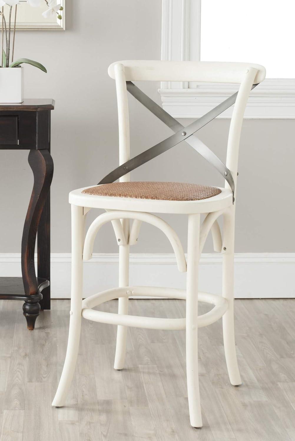 Eleanor Ivory and Black Oak X-Back Counter Stool