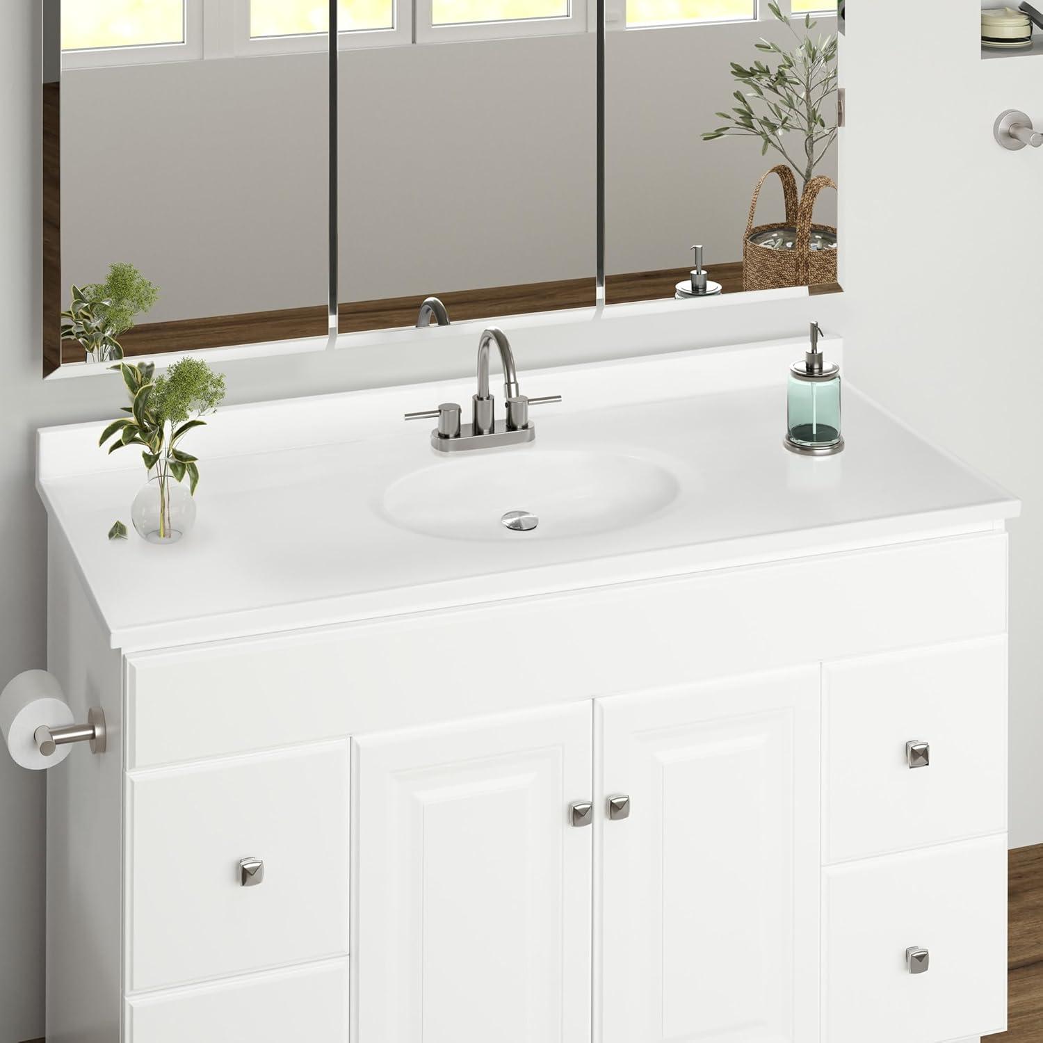 Design House Cultured Marble Vanity Top in Solid White 49-in x 19-in