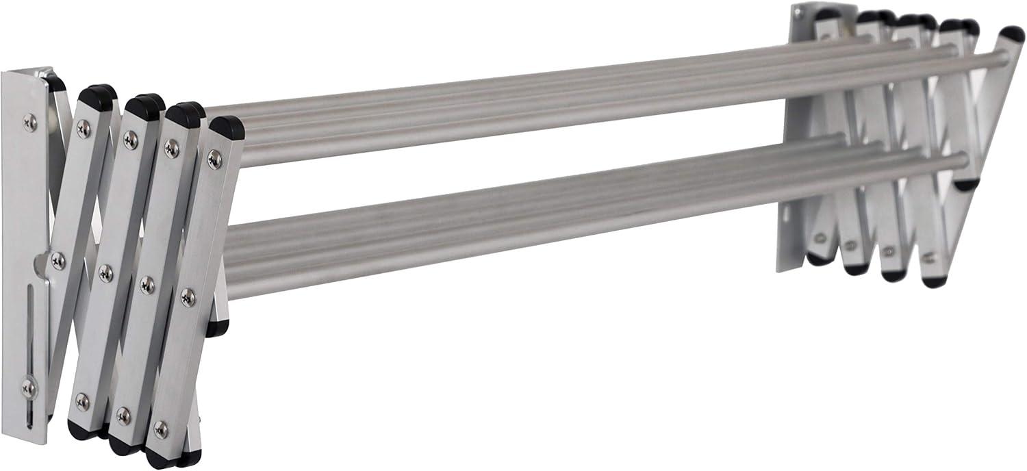 AERO W Racks Aluminum Wall Mounted Collapsible Laundry Clothes Drying Rack (60lb Capacity, 22.5 Linear FT, Aluminum Gray)