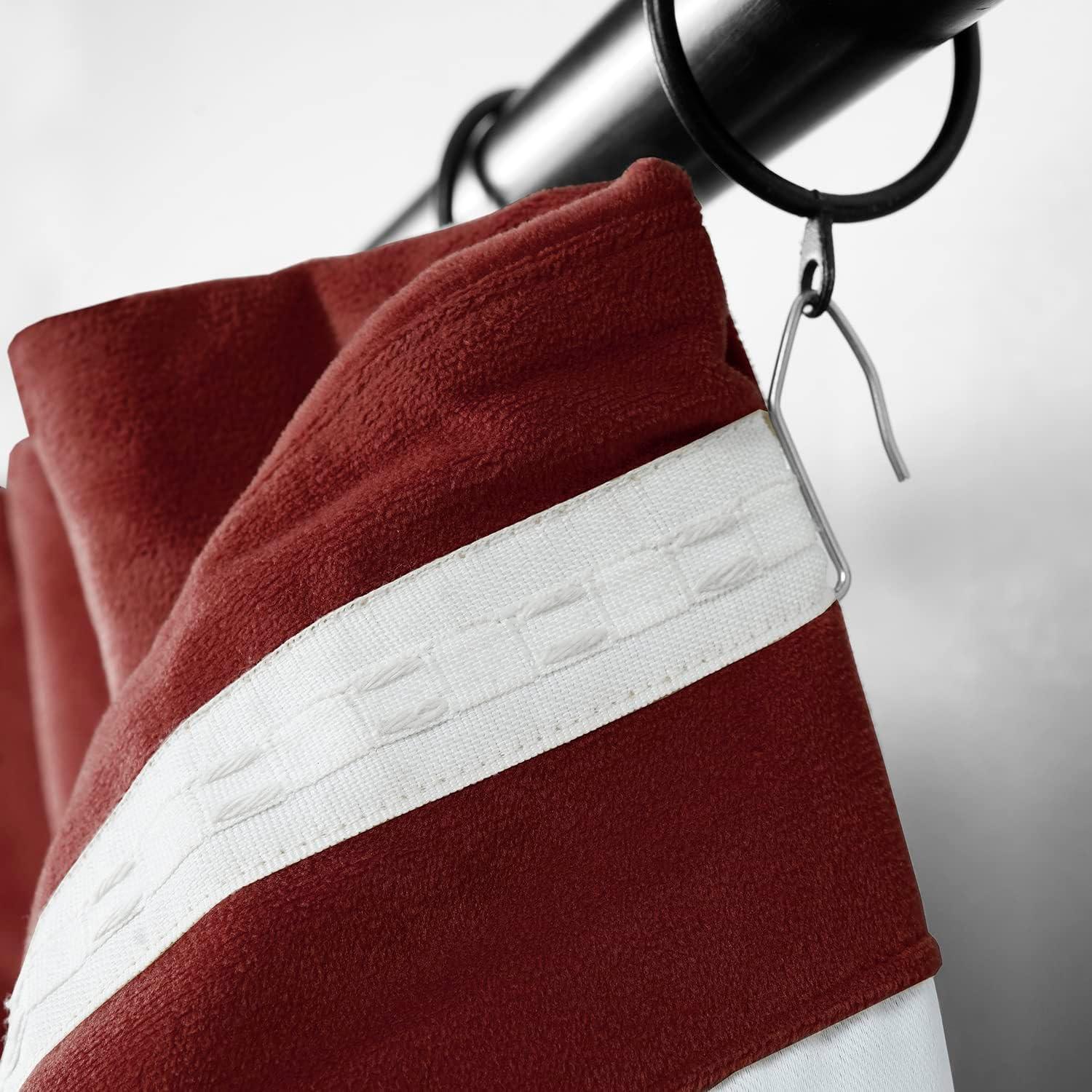 Half Price Drapes Signature Crimson Rust Velvet Blackout Curtains For Bedroom(1 Panel), 50WX 108L