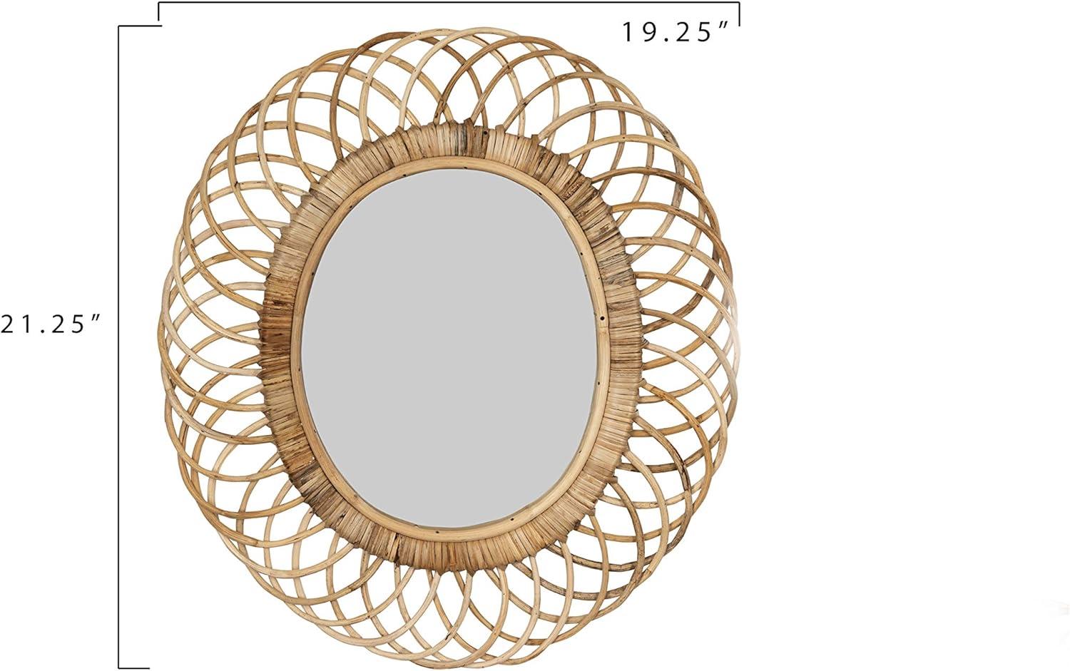 Oval Woven Bamboo Wall Mirror Brown - Storied Home