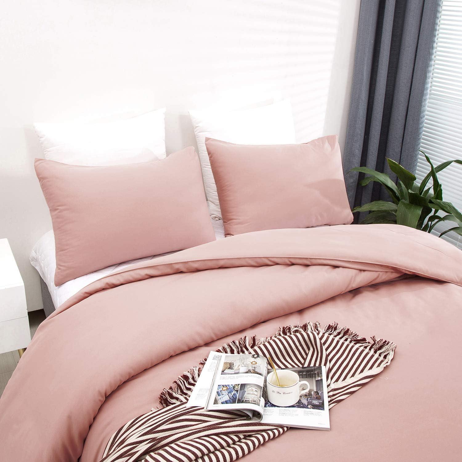 Houseri Pink Comforter Set Queen Light Pink Bedding Blush Pink Comforter Set Dusty Pink Comforter for Girls Women Rose Pink Bedding Set Queen Mauve Comforter Queen Size Light Summer Comforter Queen