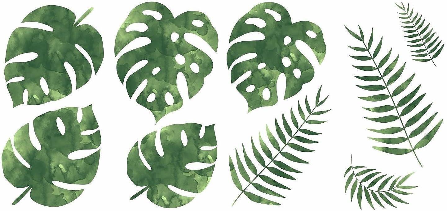 Green Tropical Palm Leaves Vinyl Wall Decals Set