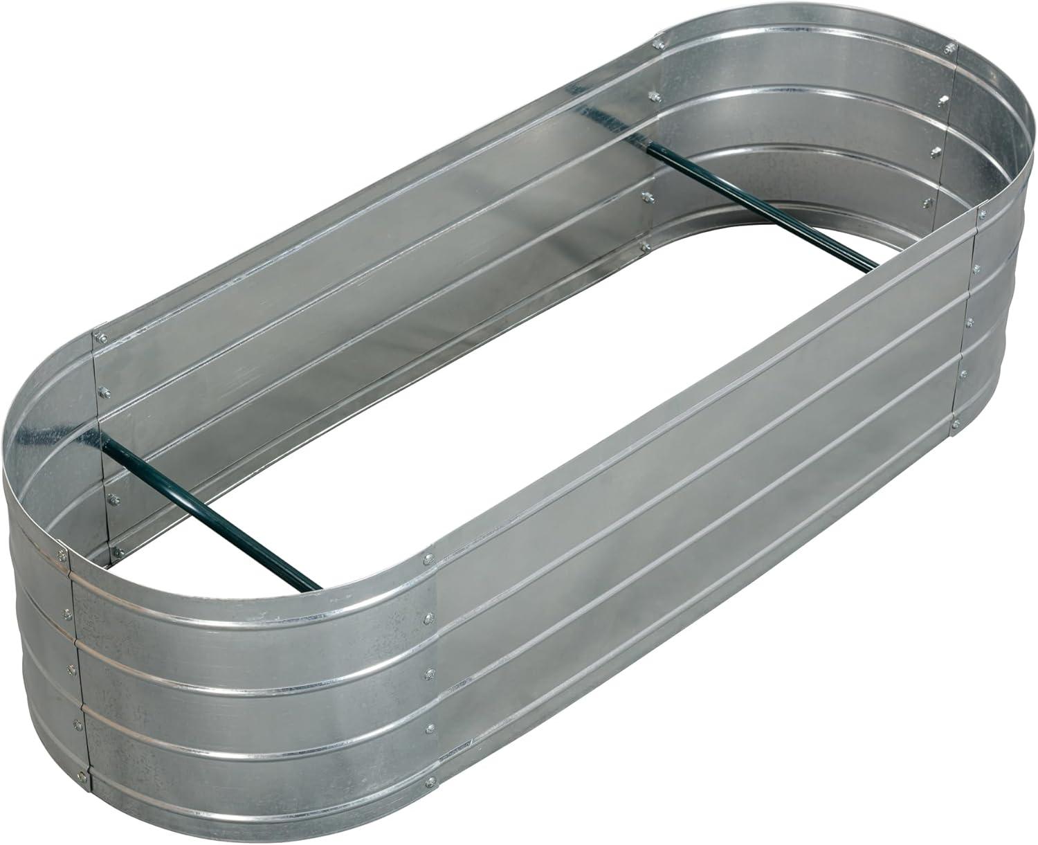 Galvanized Steel Oval Raised Garden Bed, 49 Inch, Silver