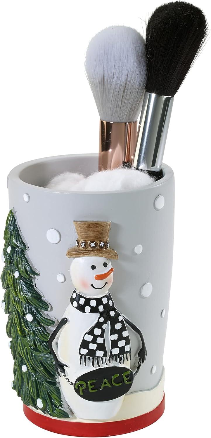 Holiday Snowman Resin Tumbler with Red Trim