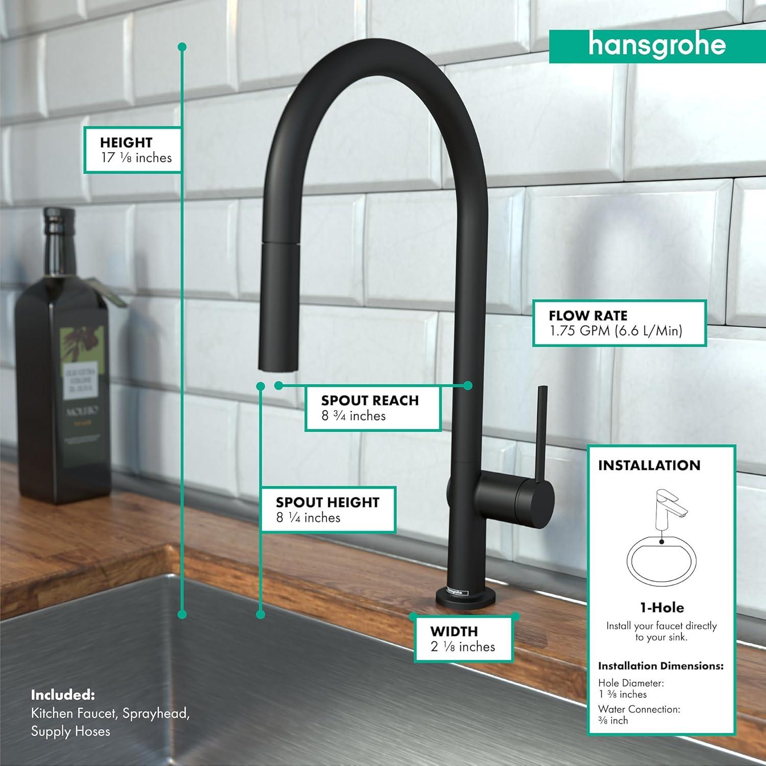 hansgrohe Talis N HighArc Kitchen Faucet, O-Style 2-Spray Pull-Down, 1.75 GPM