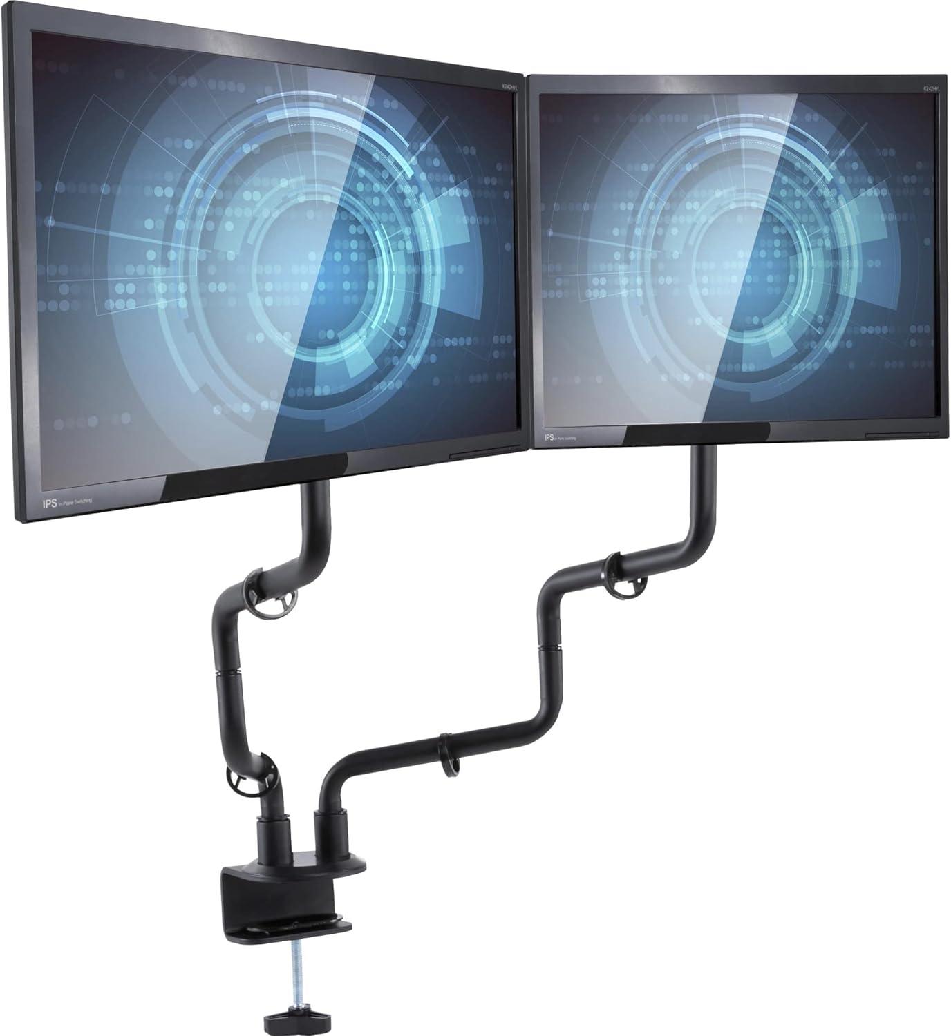 Black Dual Monitor Desk Mount with Full Motion Arms