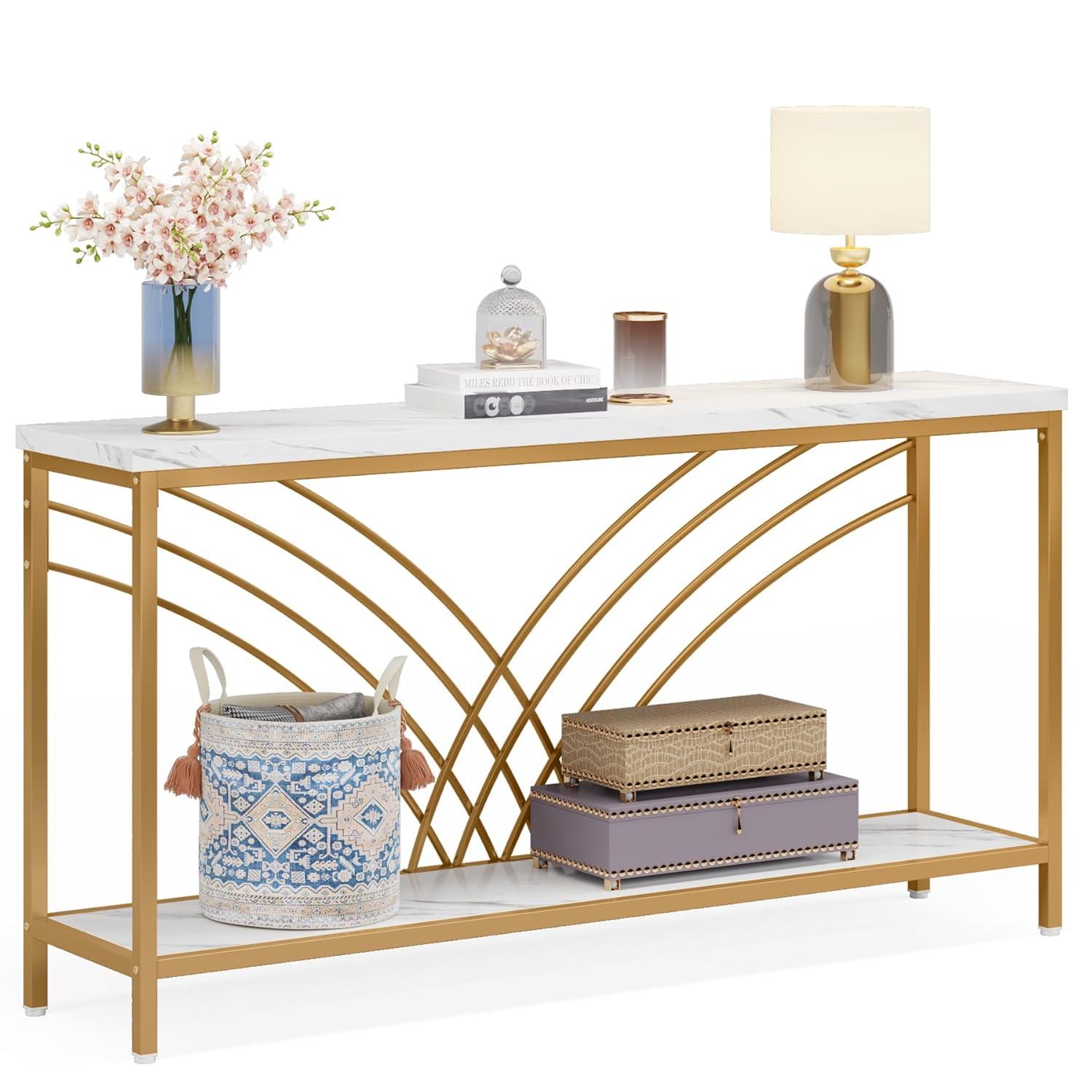 Tribesigns 70.9 inch Extra Long Console Table, Industrial Sofa Table Behind Couch with 2 Tier Storage Shelf, Narrow Entryway Hallway Accent Table for Living Room, Grey