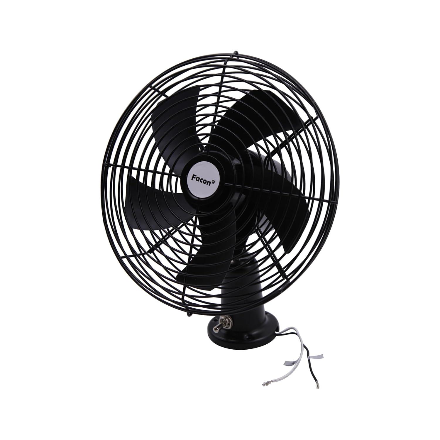 Facon 12V 8'' Car Cooling Automobile Vehicle Fan, Powerful Quiet with 2-Speed, Ventilation Electric Car Fans for RV Truck Bus Boat Van SUV Yacht