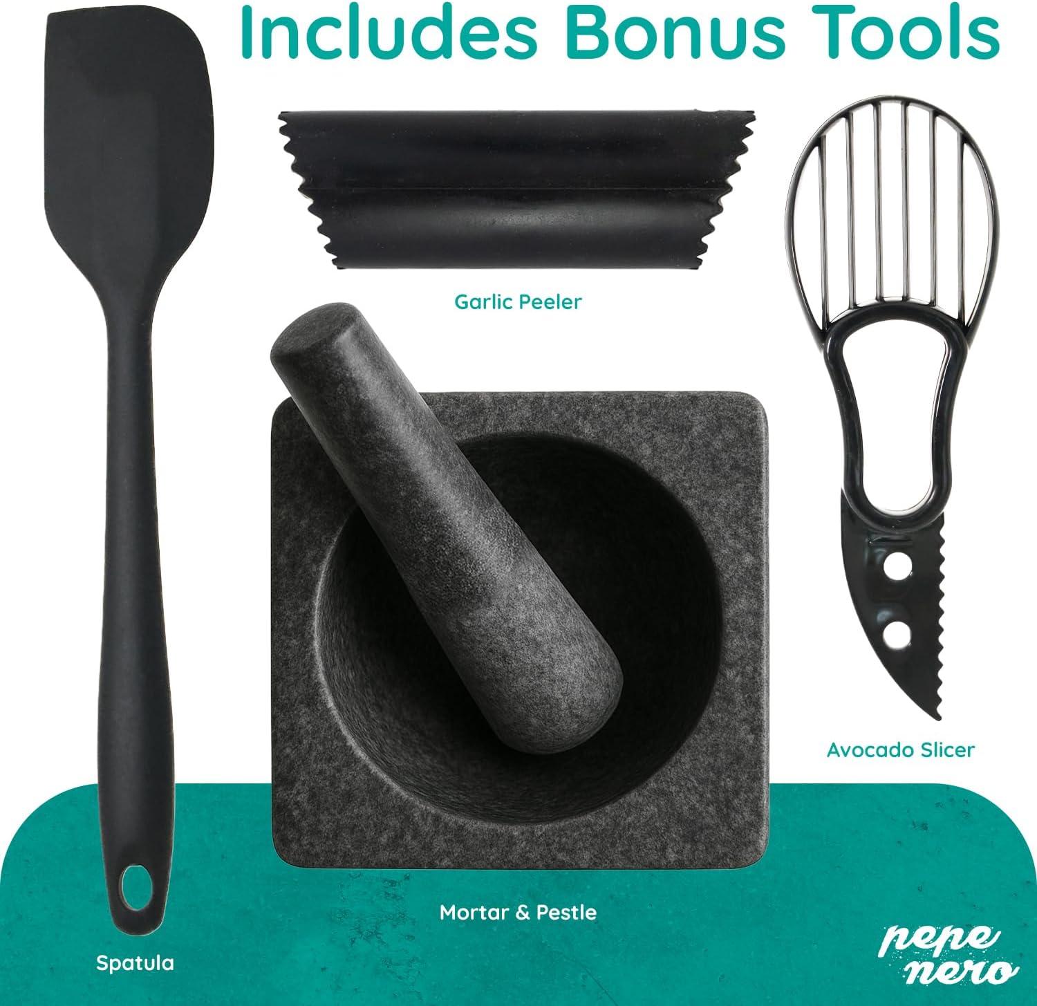 Pepe Nero Authentic Granite Stone Mexican Molcajetes Mortar and Pestle